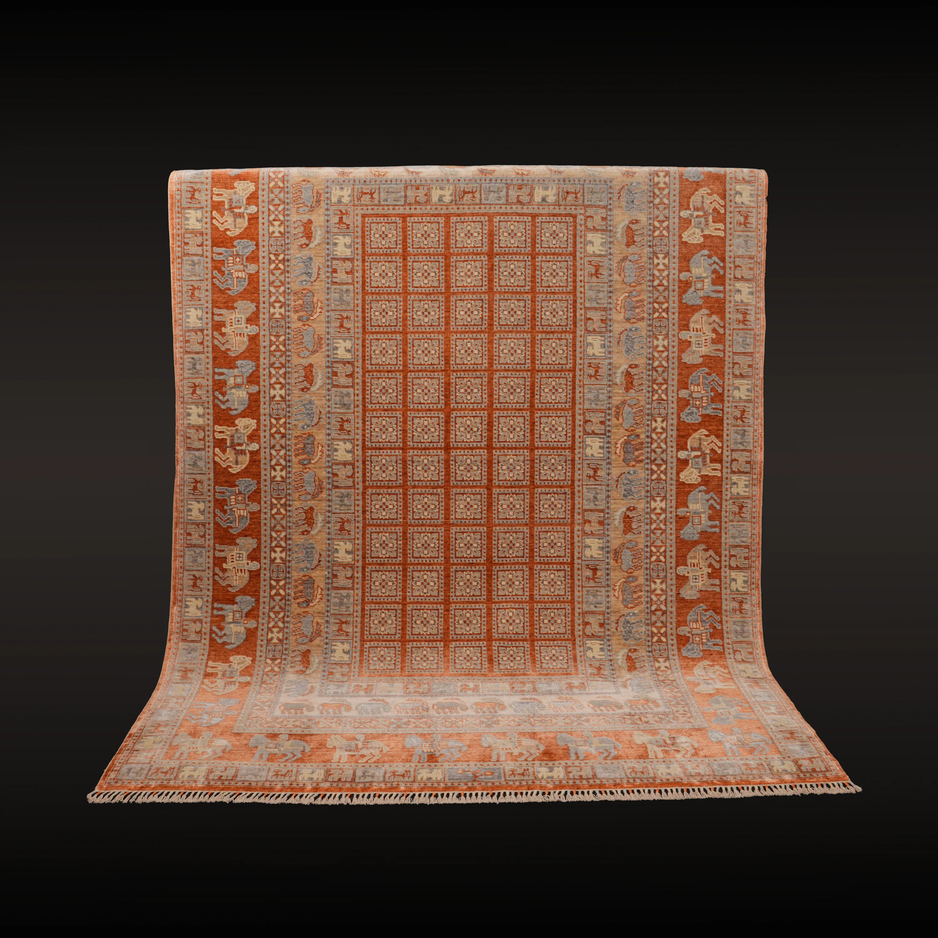 Günyolu Series Pazırık Patterned Terra Loom-Woven Natural Rug