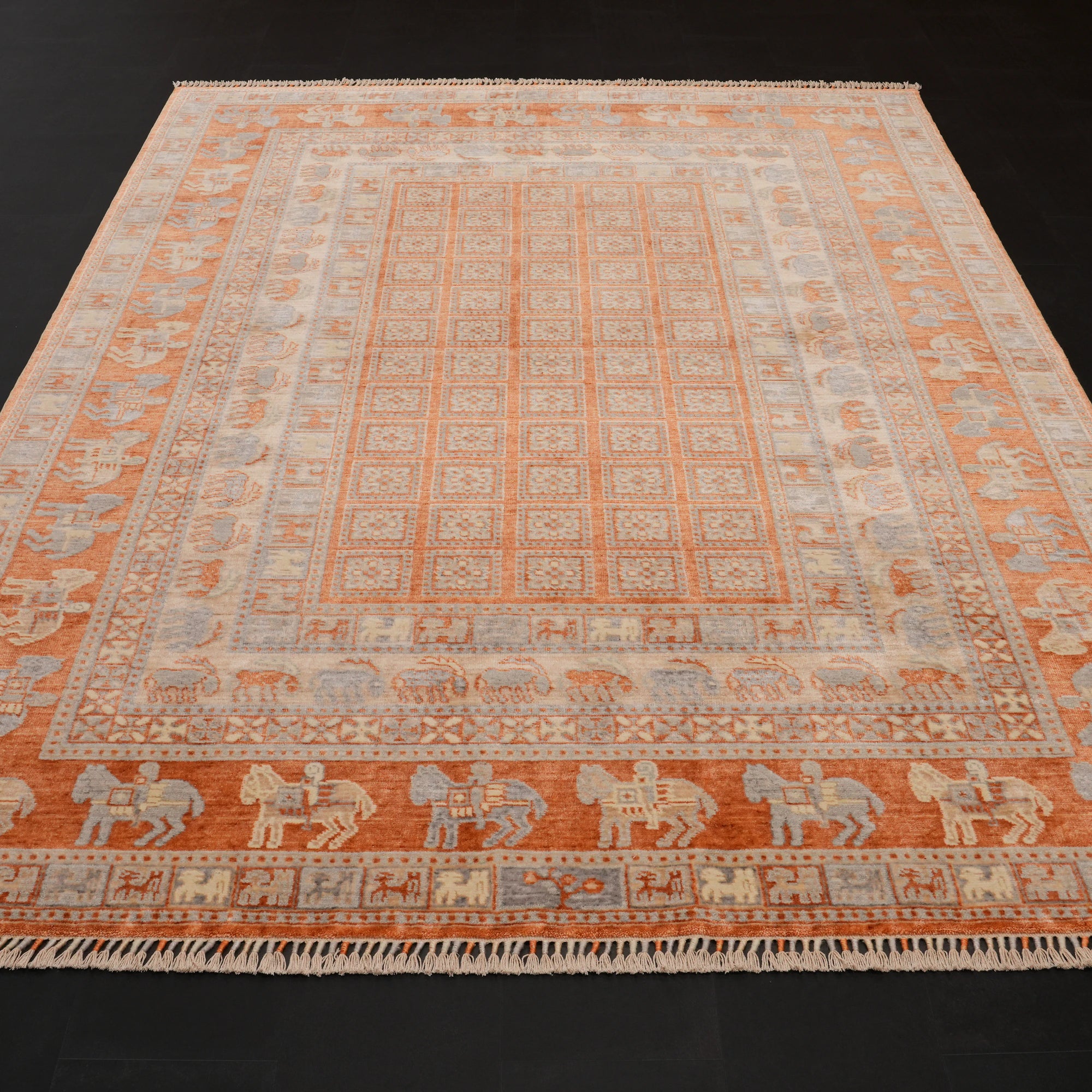 Günyolu Serisi Pazırık Desenli Terra Tezgah Dokuma Doğal Halı — 200x290 cm
