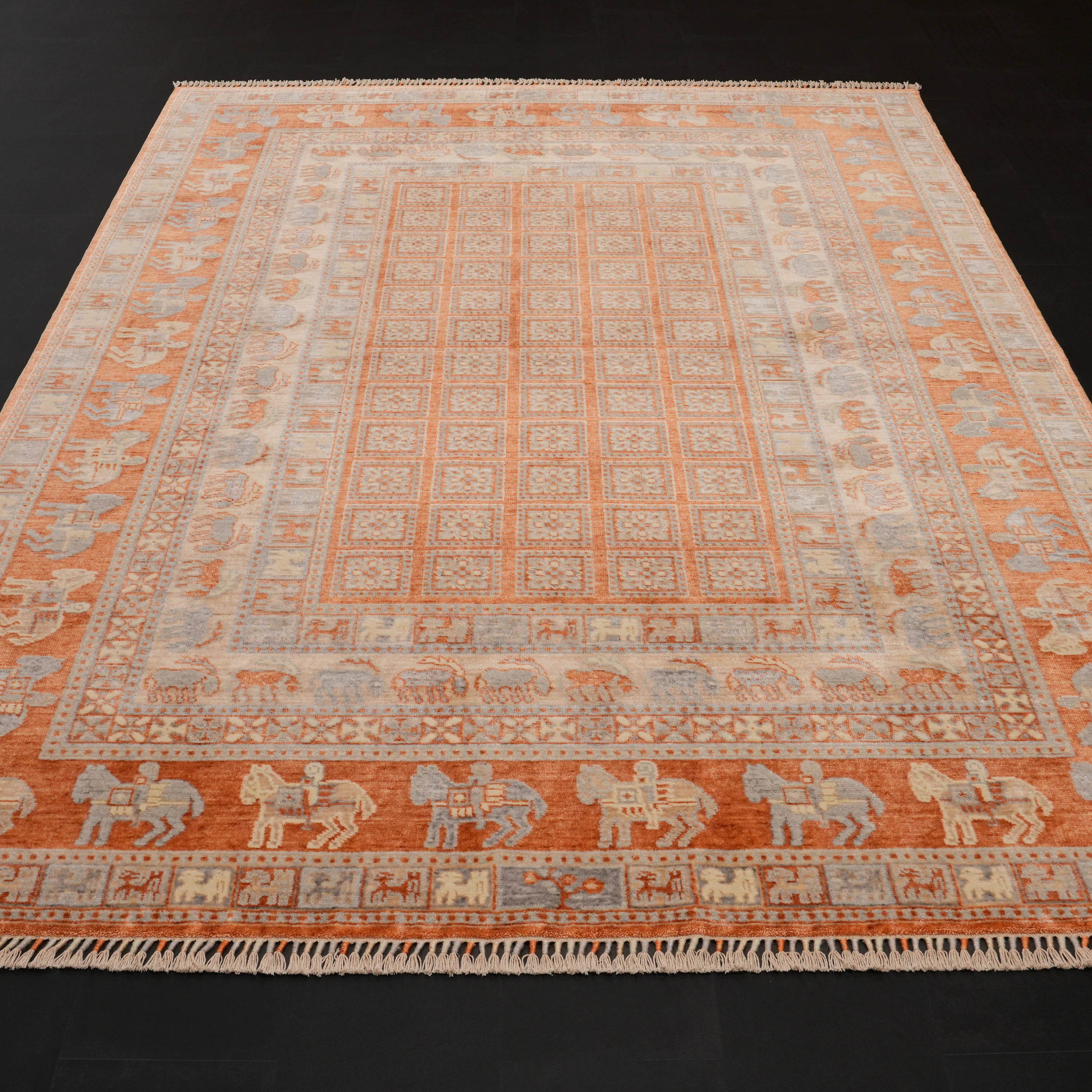 Günyolu Serisi Pazırık Desenli Terra Tezgah Dokuma Doğal Halı