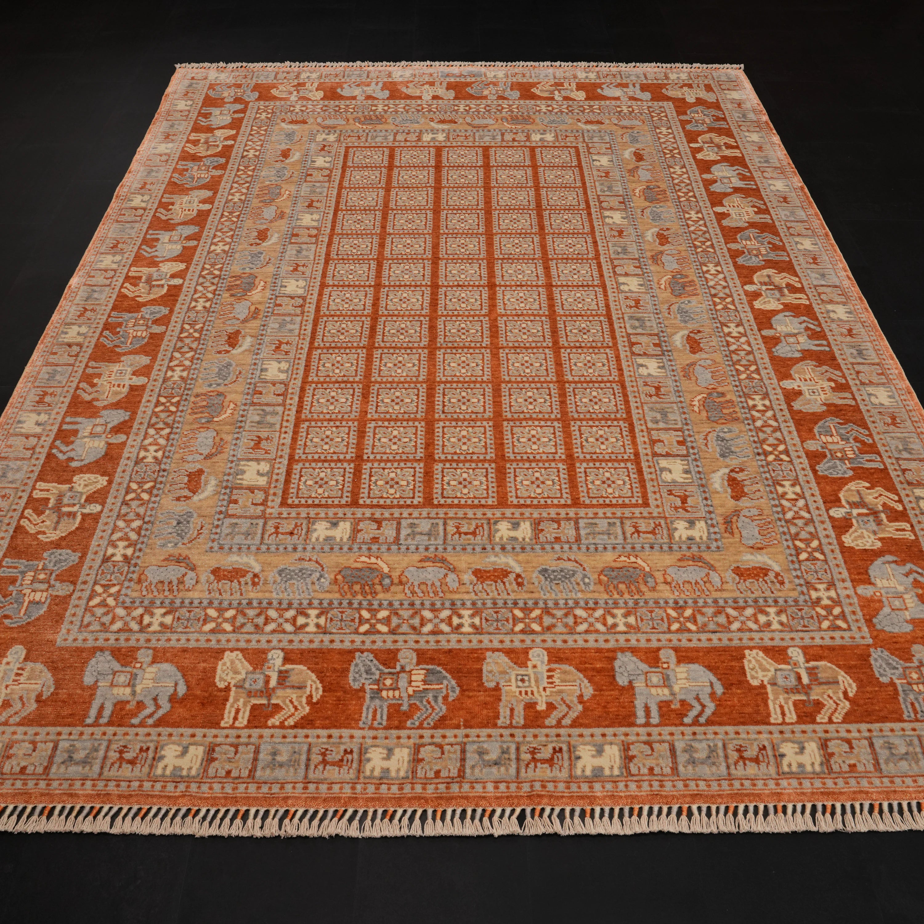Günyolu Series Pazırık Patterned Terra Loom-Woven Natural Rug