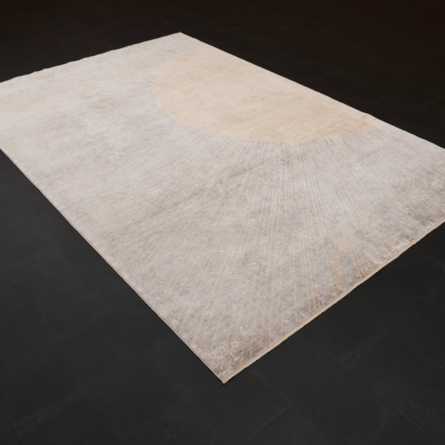 Günyolu Serisi Soyut Desenli Gri Tezgah Dokuma Doğal Halı, 200x300 cm — Halıcızade