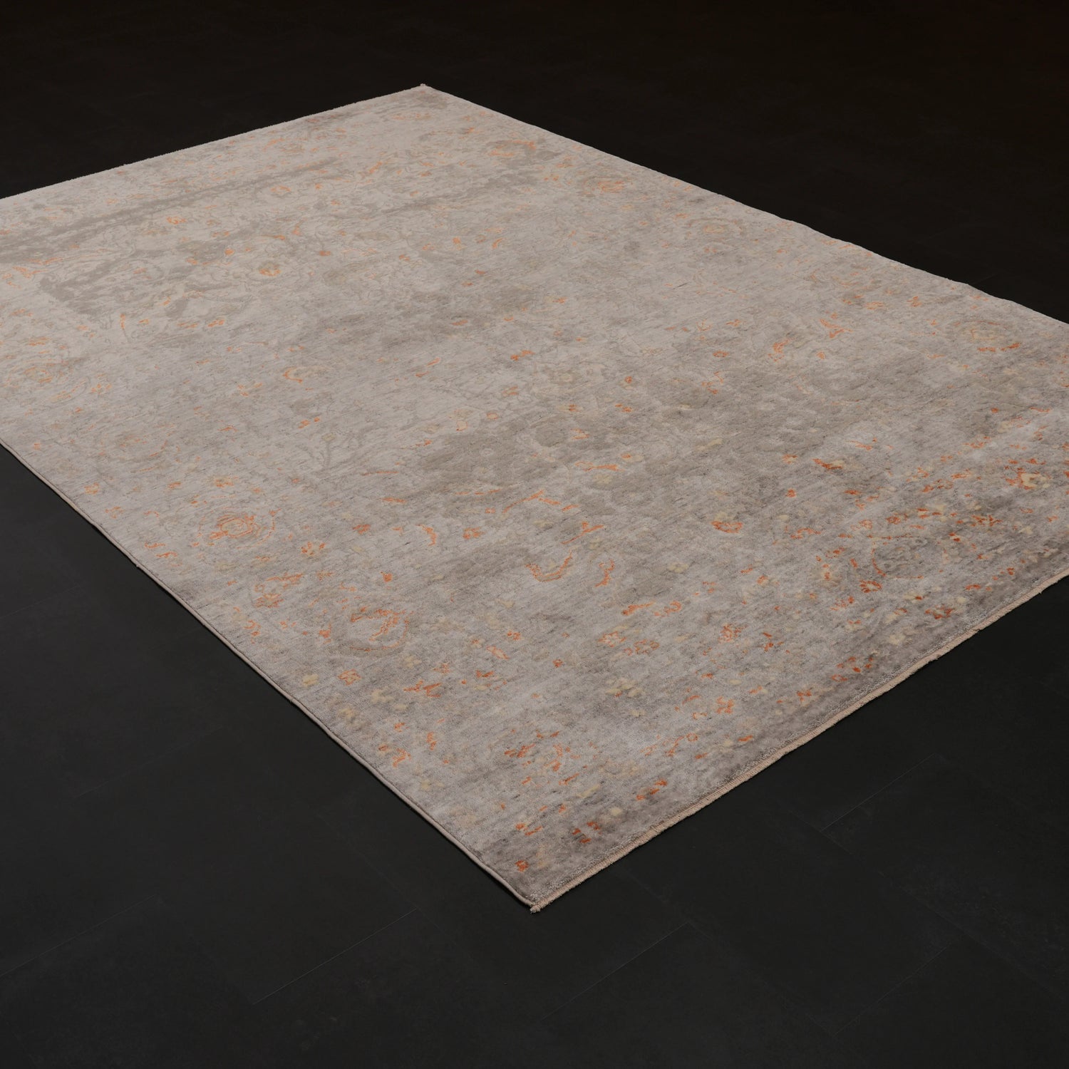 Günyolu Serisi Vintage Desenli Gri Tezgah Dokuma Doğal Halı, 90x390 – 240x340 cm — Halıcızade