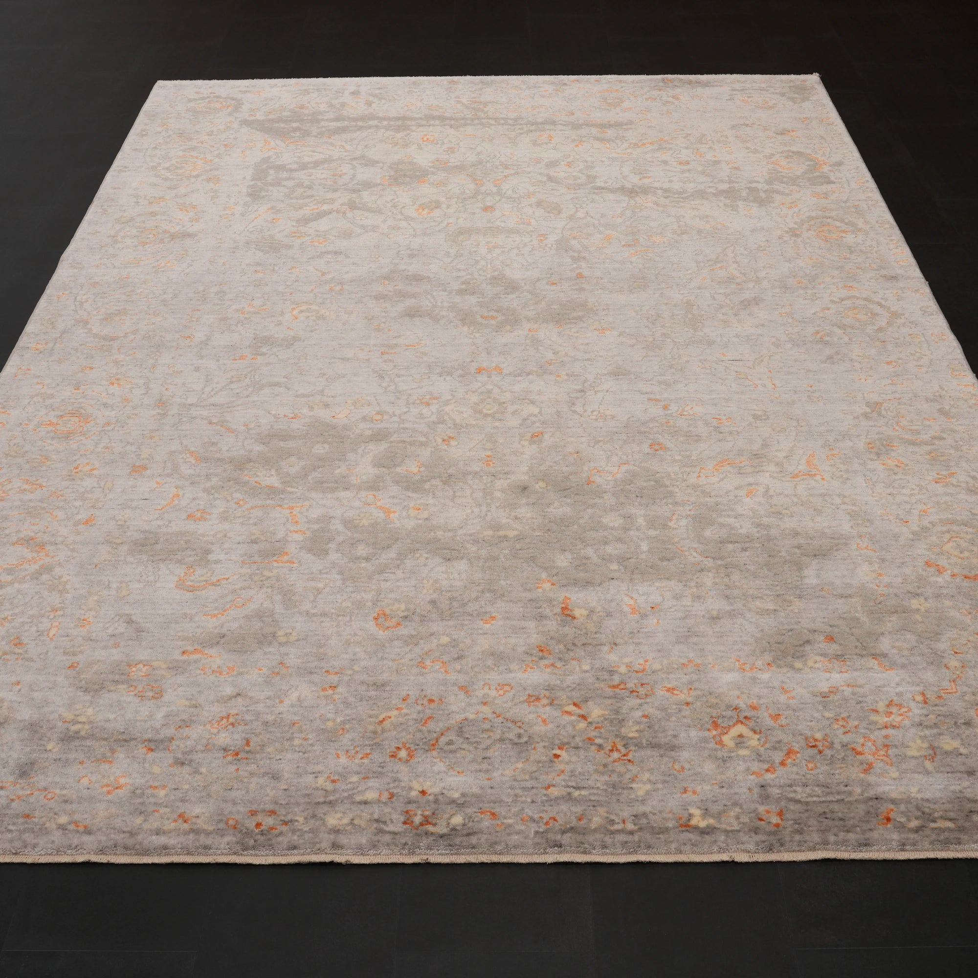 Günyolu Serisi Vintage Desenli Gri Tezgah Dokuma Doğal Halı — 90x390, 90x490, 90x590, 200x300 cm