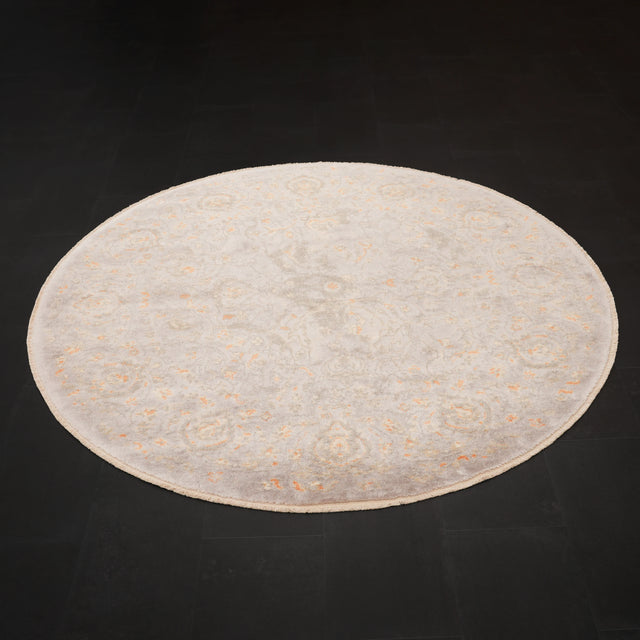 Günyolu Serisi Vintage Desenli Gri Tezgah Dokuma Doğal Yuvarlak Halı, 120×120 – 300×300 cm Halıcızade
