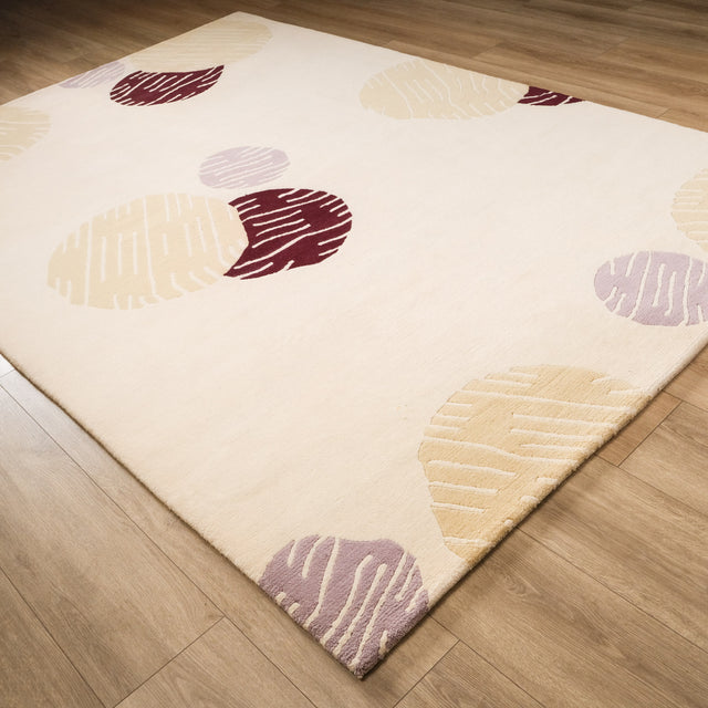 Cream Scattered Geometric Hand-Knotted Wool Rug, 200×300 cm Halıcızade