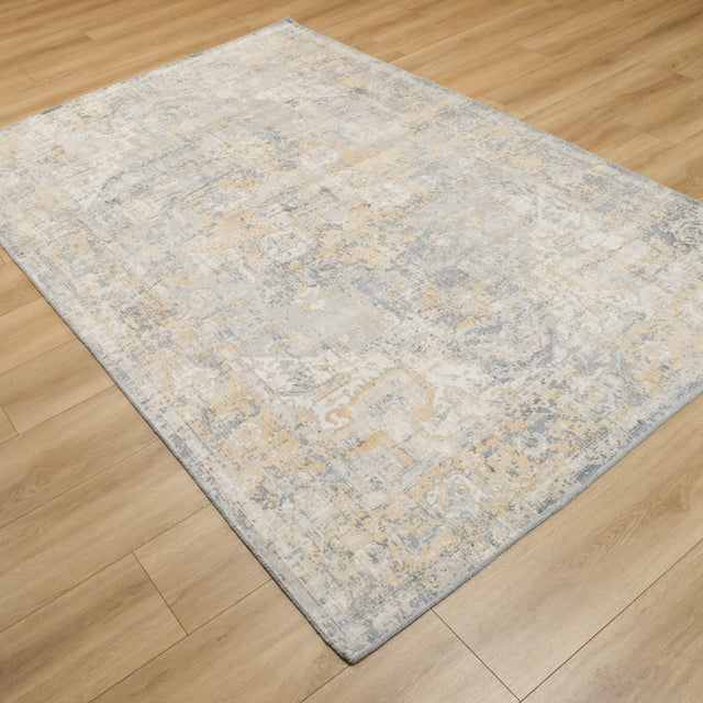Tezgah Dokuma Vintage Desenli Mavi Klasik Halı, 166x260 cm — Halıcızade