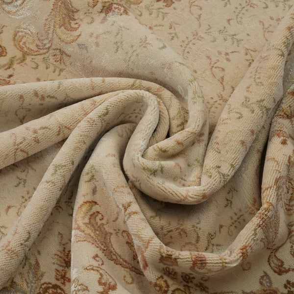 Pera Serisi El Dokuma Çiçek Desenli Yün Krem Halı