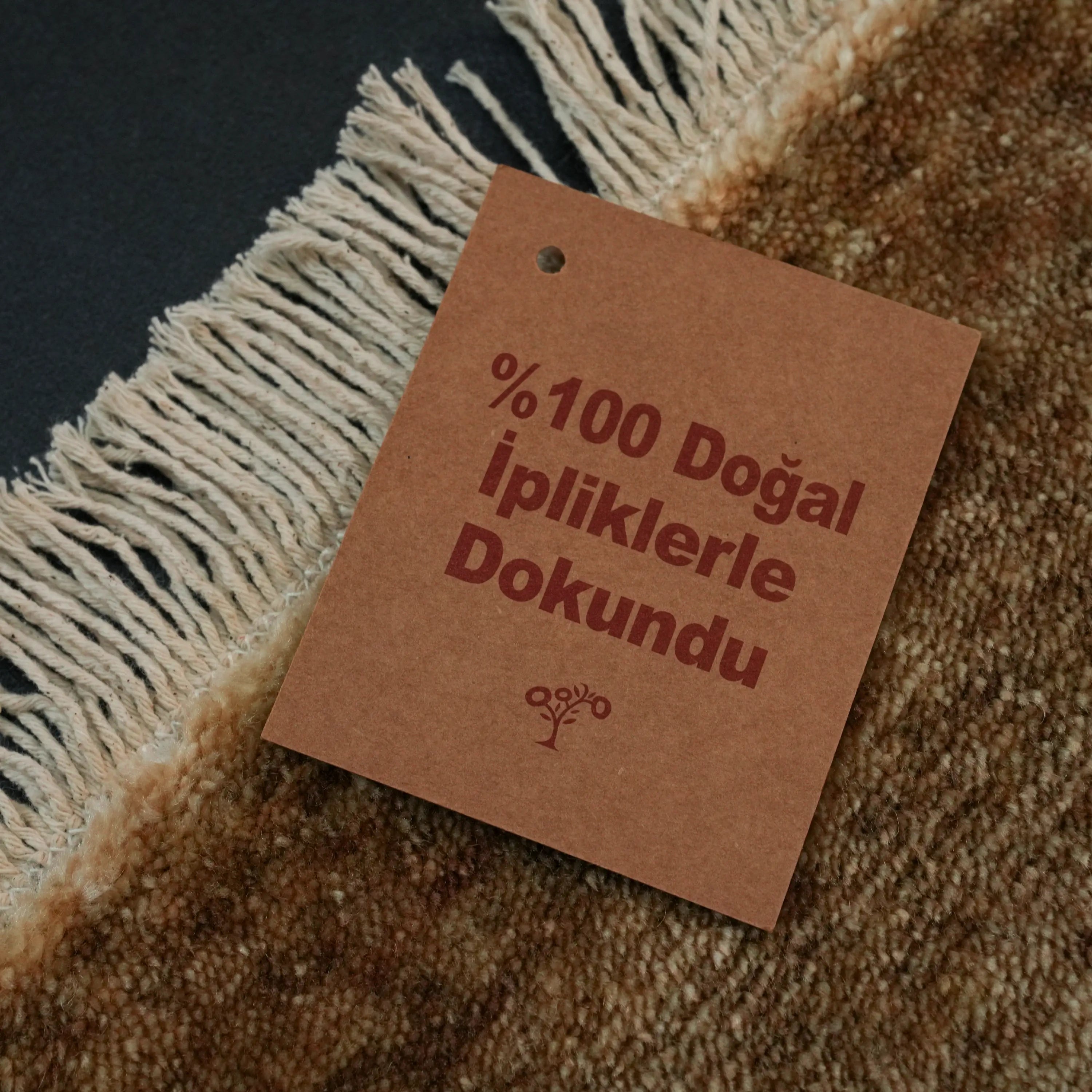 Haki Yeşil Tencel Tezgah Dokuma Baş Başa Seccade