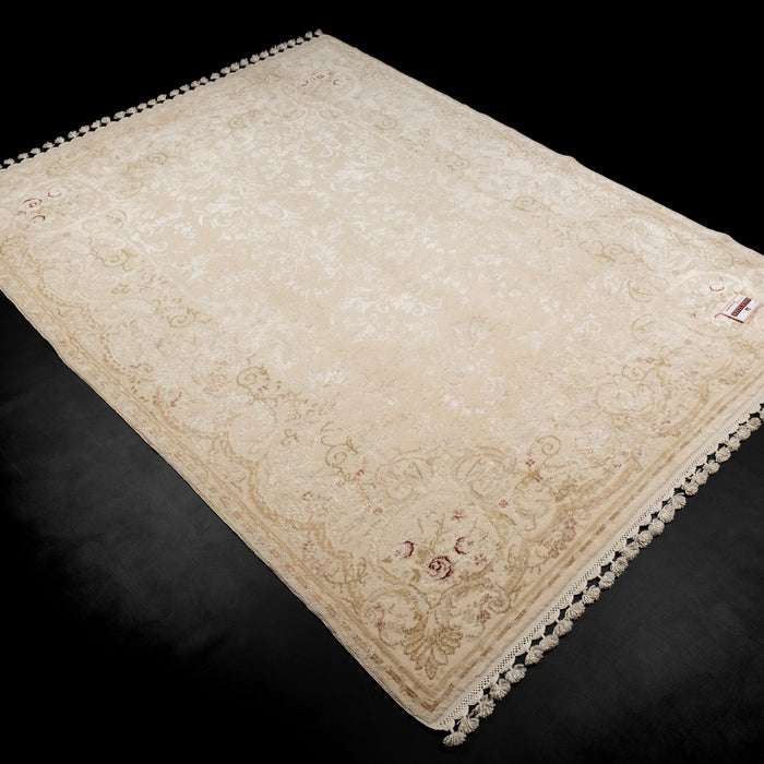 Hanzâde Serisi Çiçek Desenli El Dokuma Halı, krem, 129x164 cm — Halıcızade