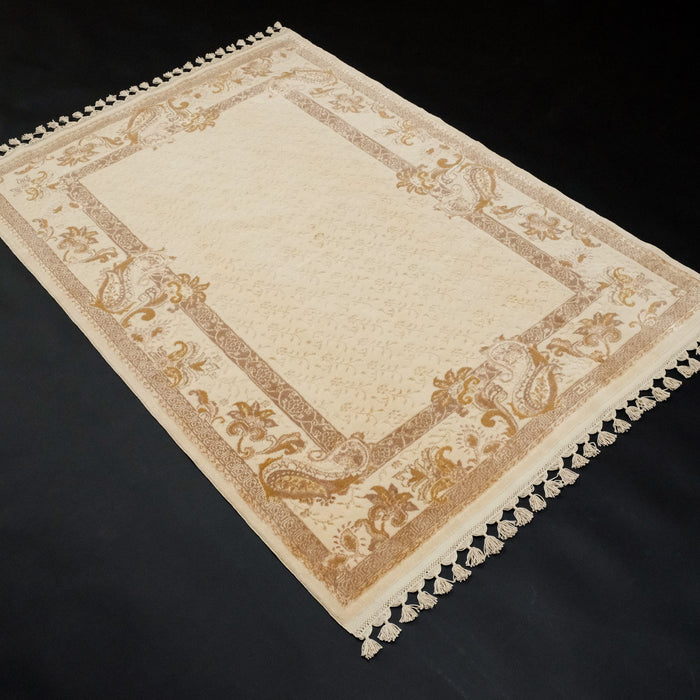 Hanzade Serisi El Dokuma Çerçeve Desenli İpekli Krem Halı, 122x177 cm — Halıcızade