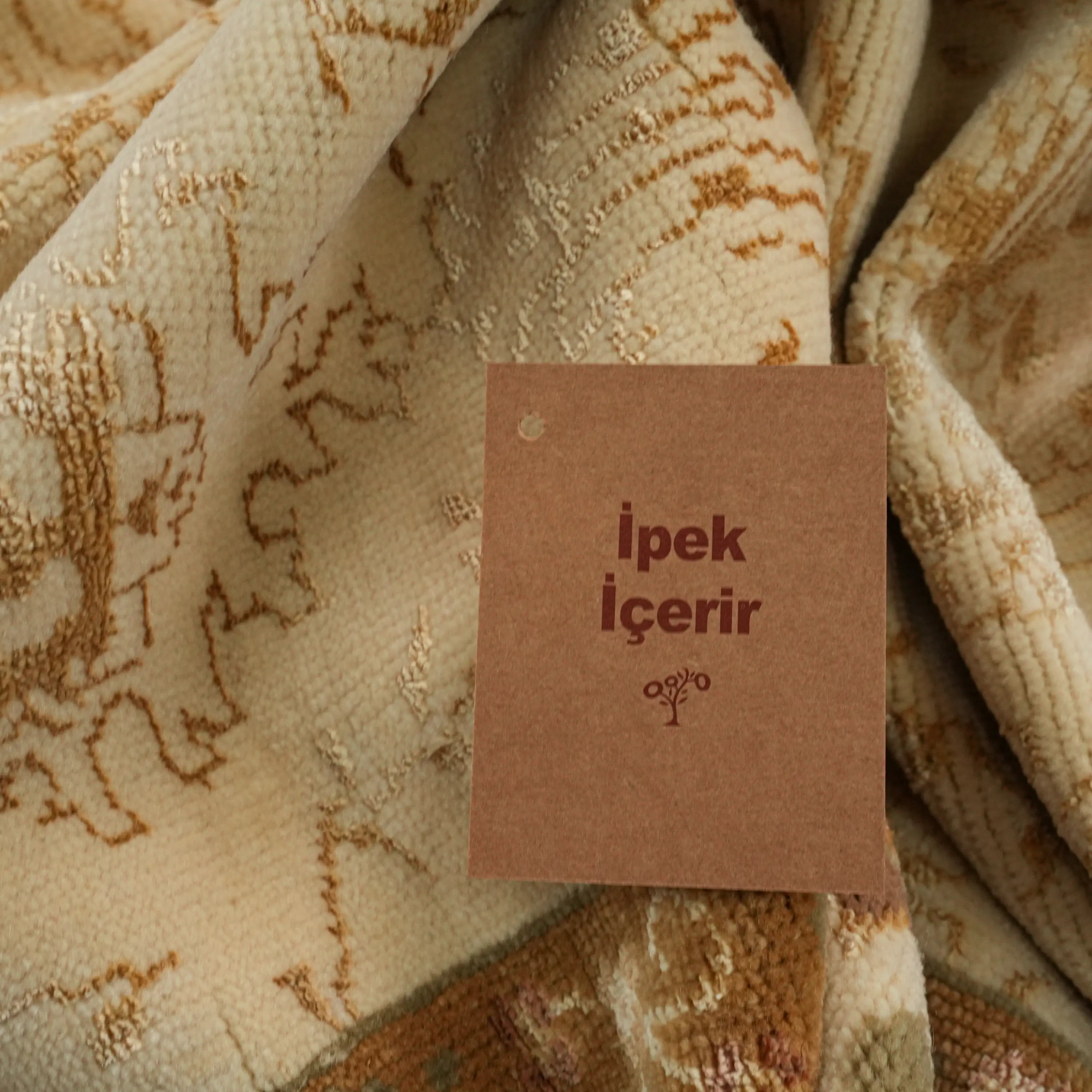 Hanzâde Series Handwoven Frame Patterned Cream Wool Rug