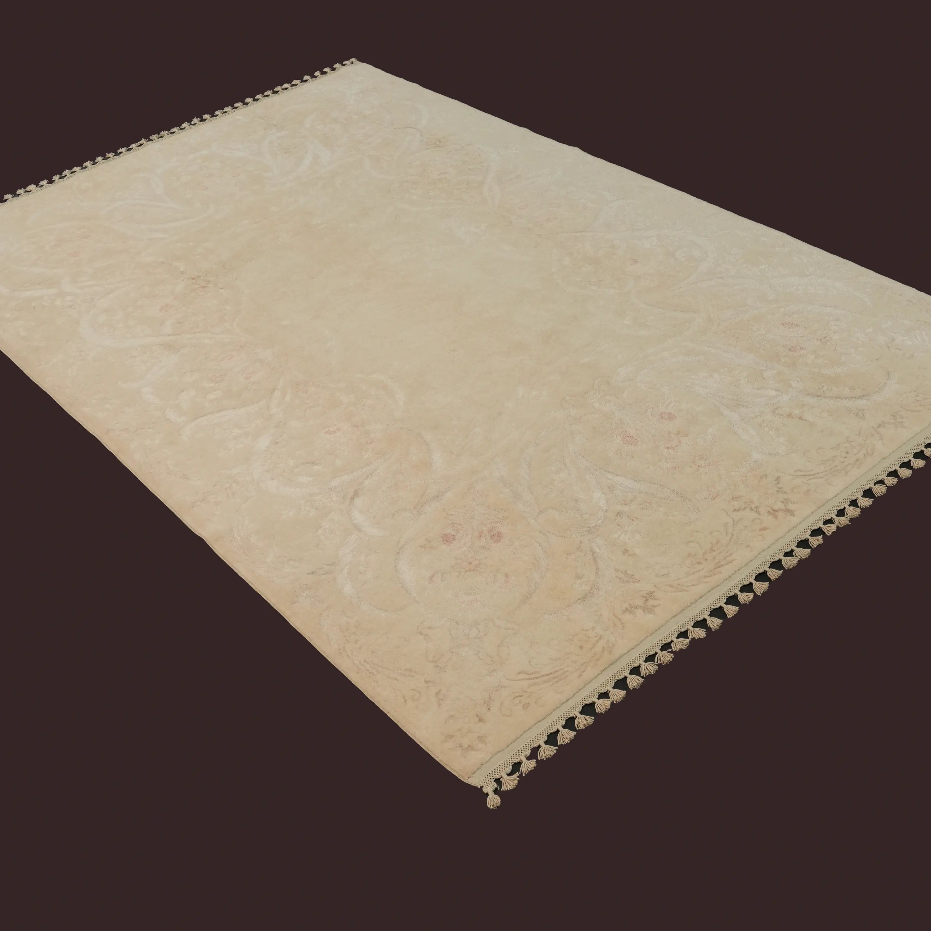 Hanzâde Serisi El Dokuma Çiçek Desenli Krem İpekli Halı