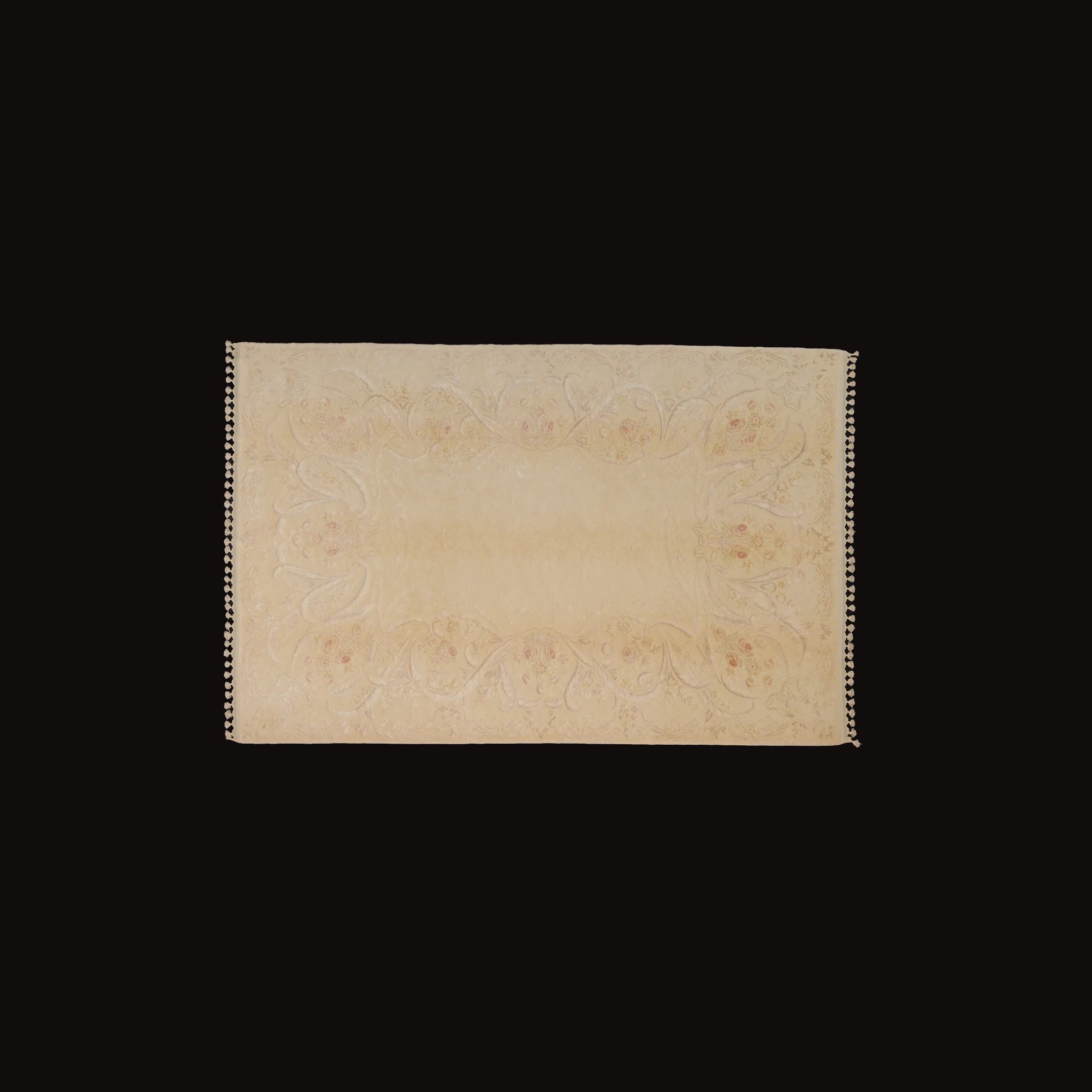 Hanzâde Series Handwoven Floral Pattern Cream Silk Rug