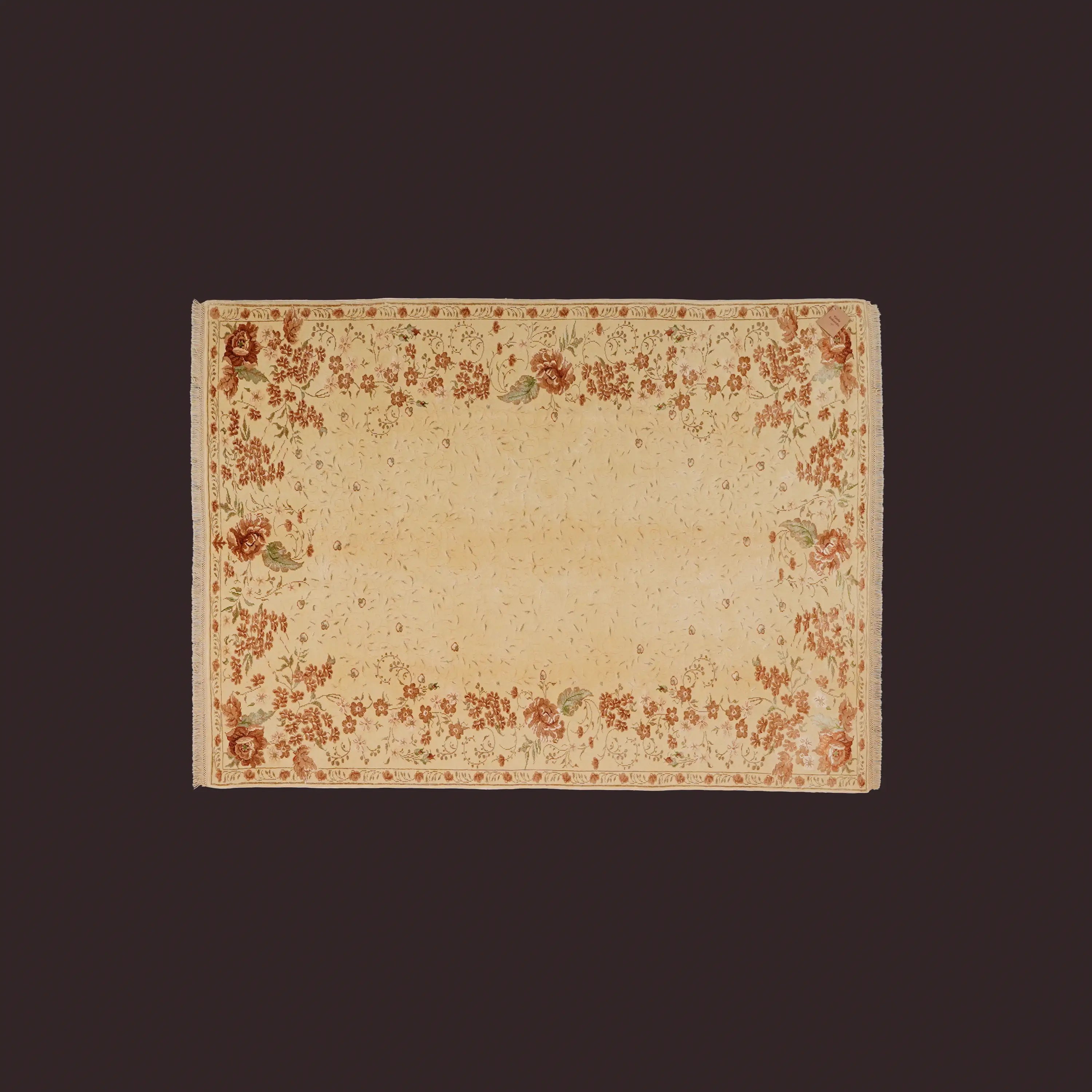 Harem Serisi El Dokuma Bej Uşak Desenli İpekli Halı