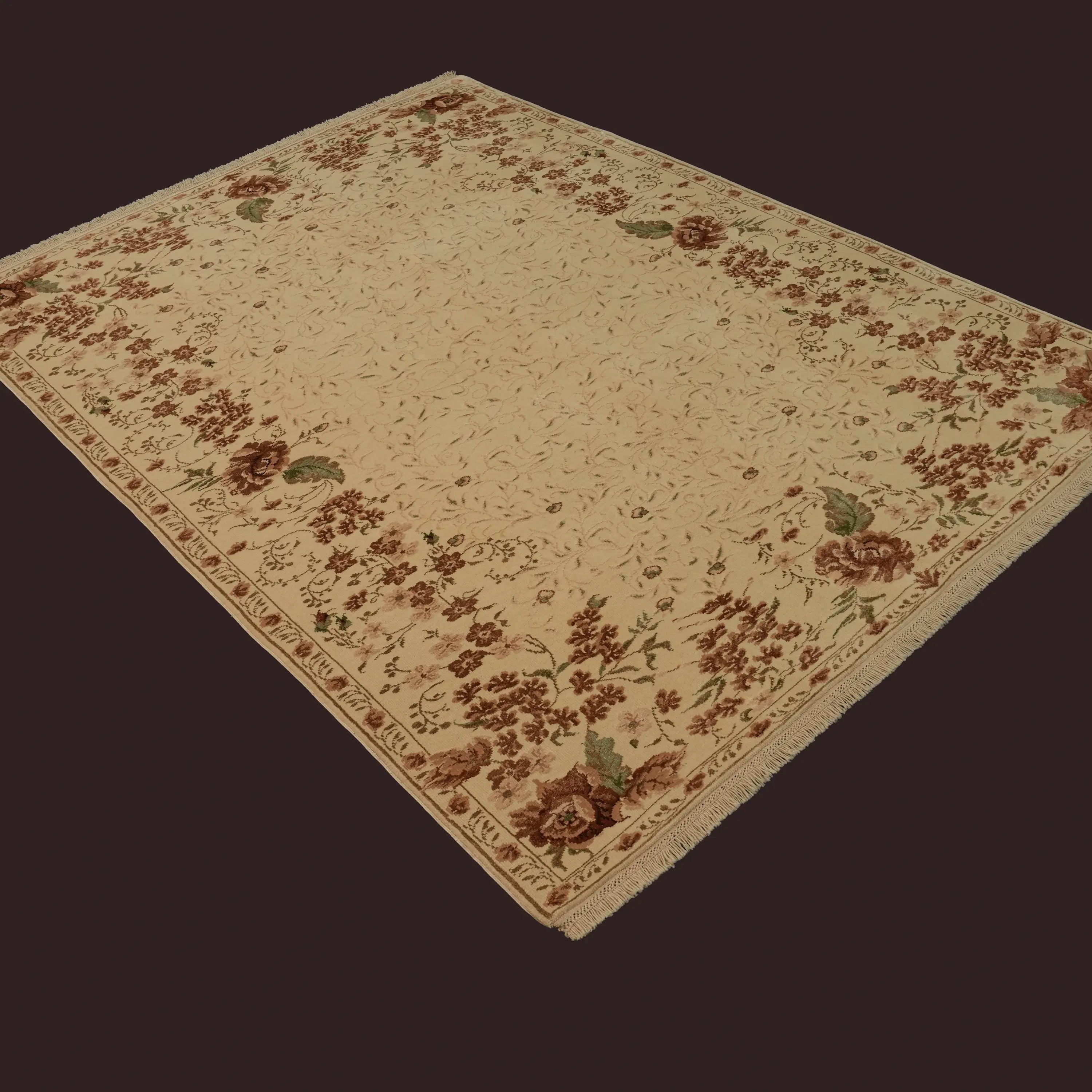 Harem Serisi El Dokuma Bej Uşak Desenli İpekli Halı