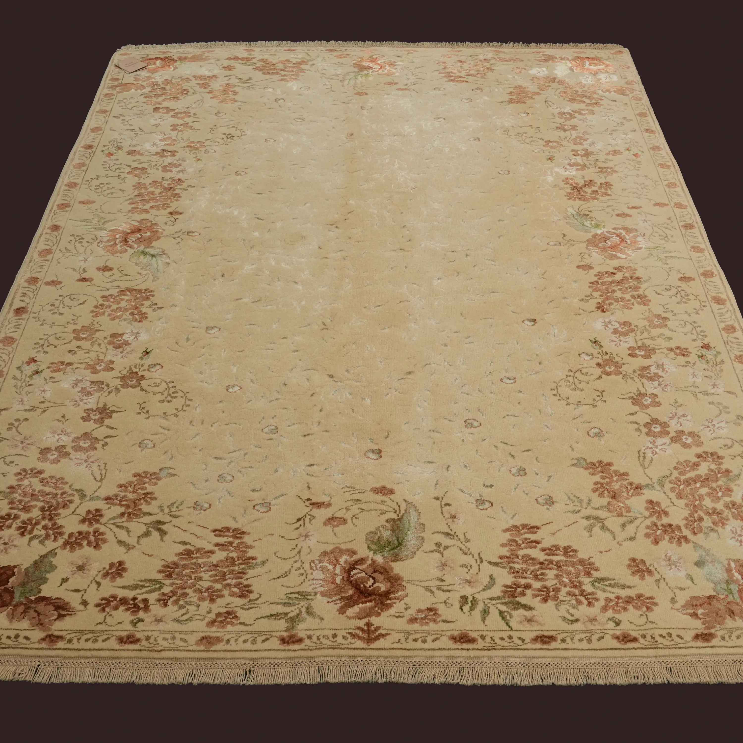 Harem Serisi El Dokuma Bej Uşak Desenli İpekli Halı