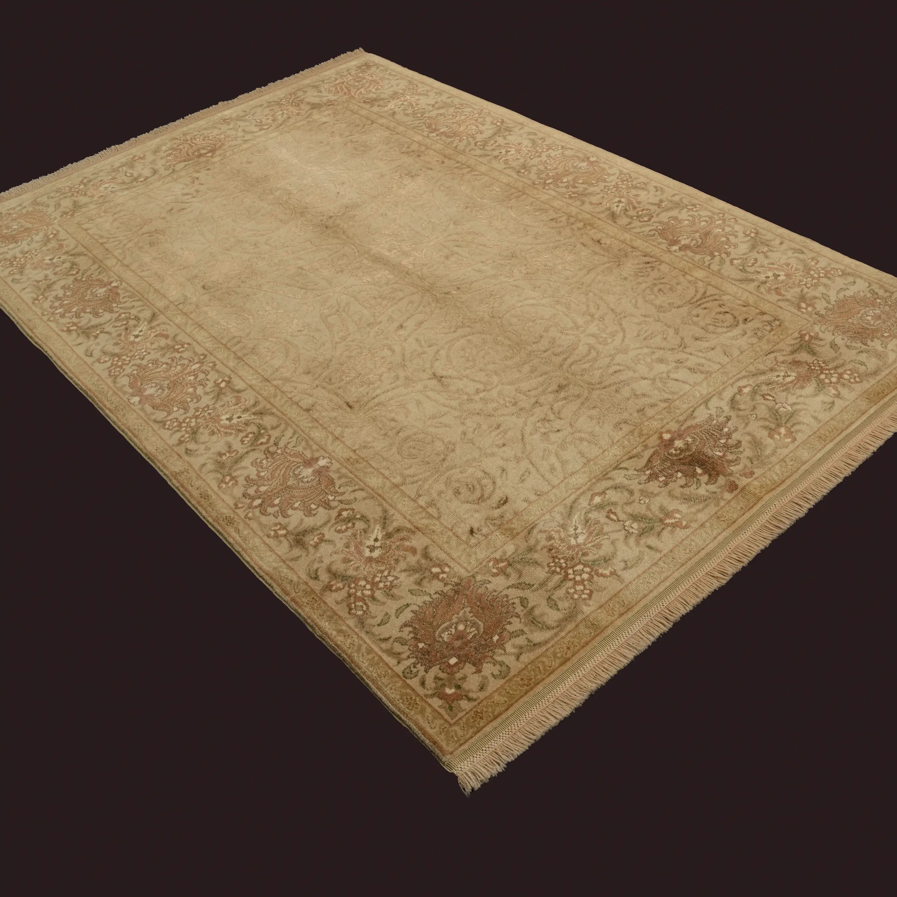 Harem Serisi El Dokuma Uşak Desenli Bej İpekli Halı