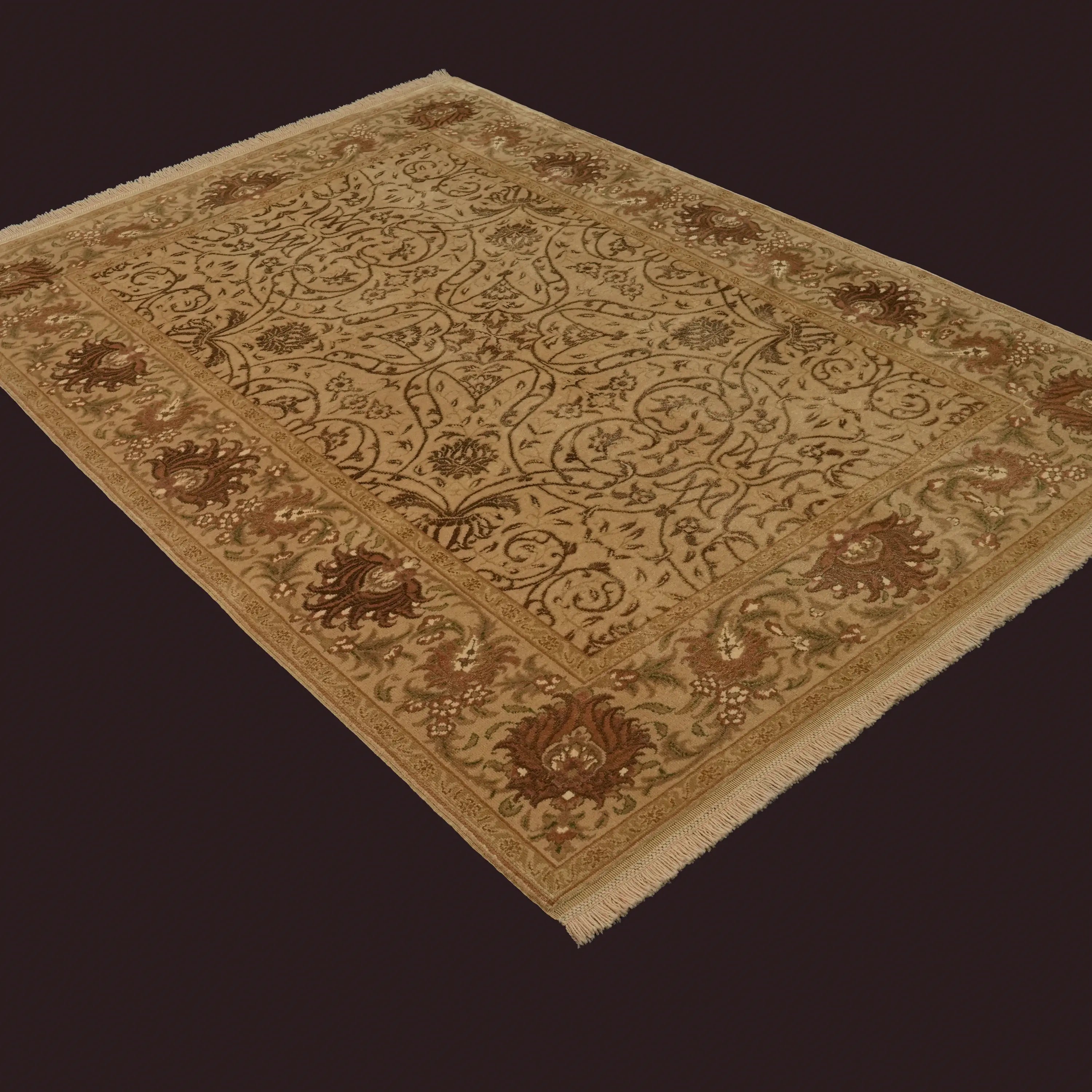 Harem Serisi El Dokuma Uşak Desenli Bej İpekli Halı