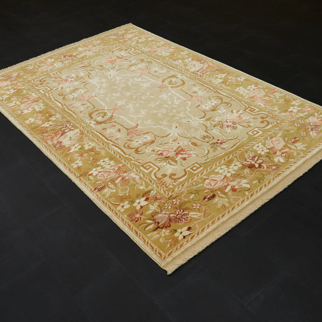 Harem Serisi El Dokuma Uşak Desenli Krem İpekli Halı, 158x237 cm — Halıcızade