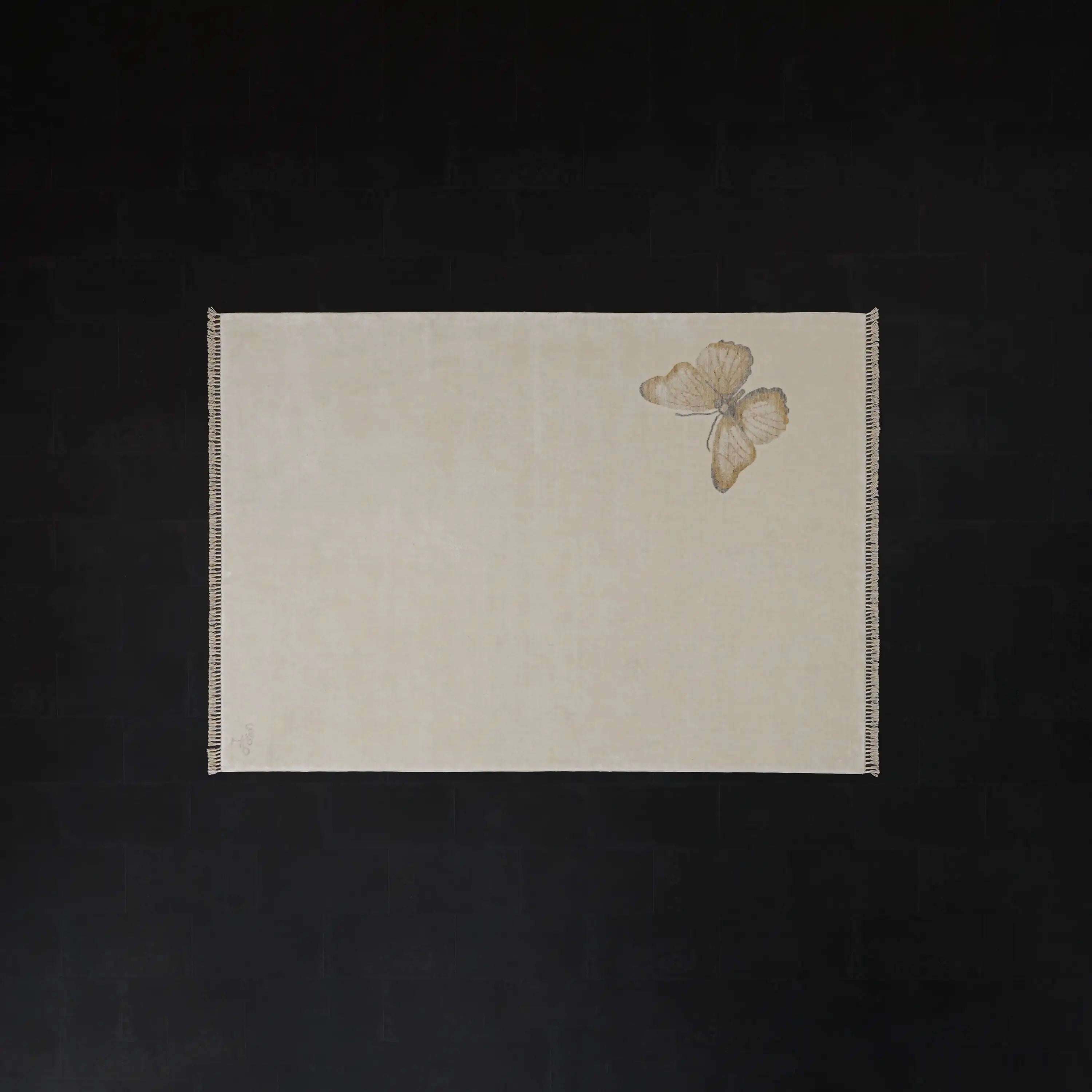 Hatıl Serisi Kelebek Desenli Doğal Tencel Tezgah Dokuma Halı