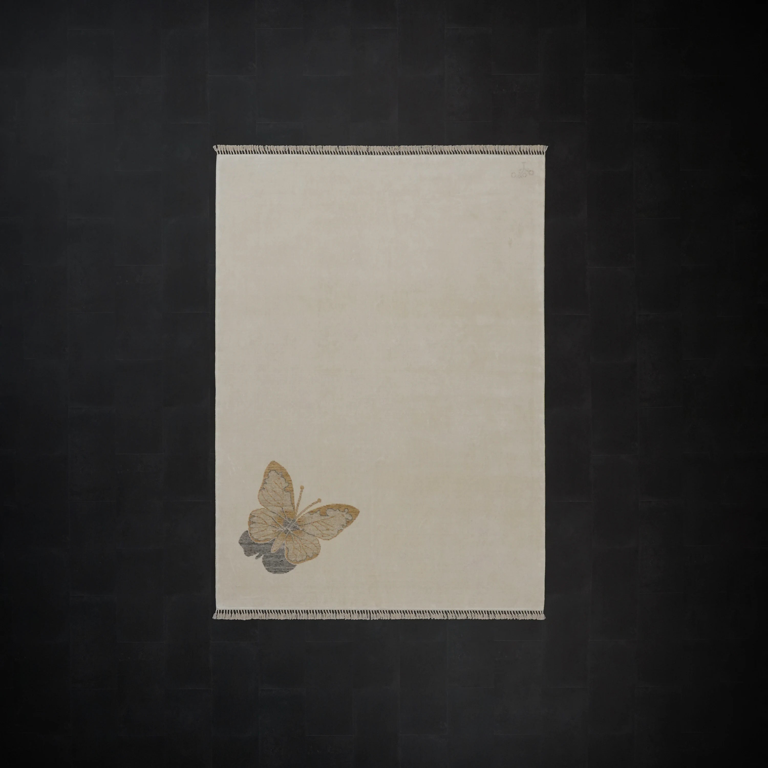 Hatıl Series Butterfly Patterned Tencel Natural Loom-Woven Rug
