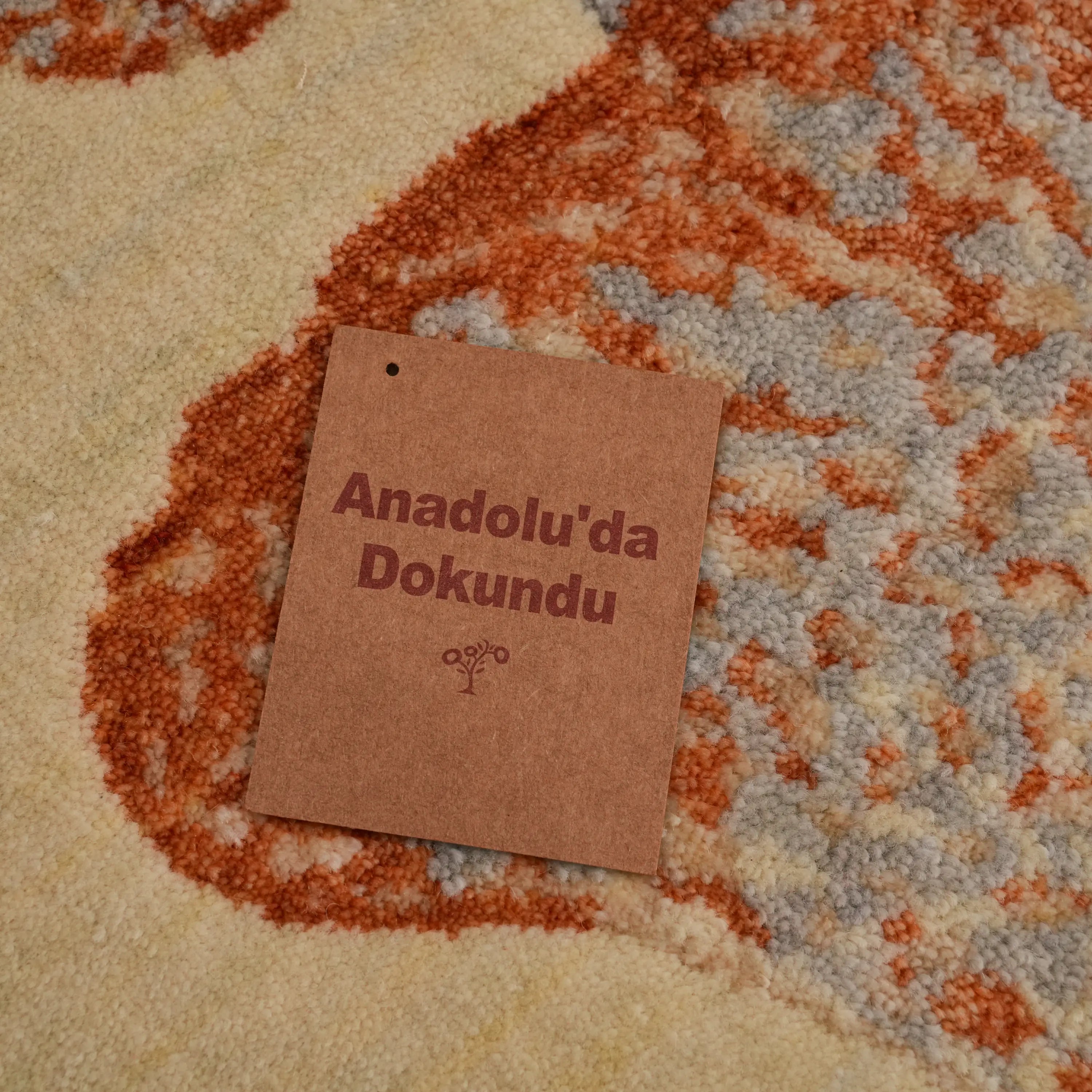 Hatıl Serisi Mantar Desenli Doğal Yün Tezgah Dokuma Halı