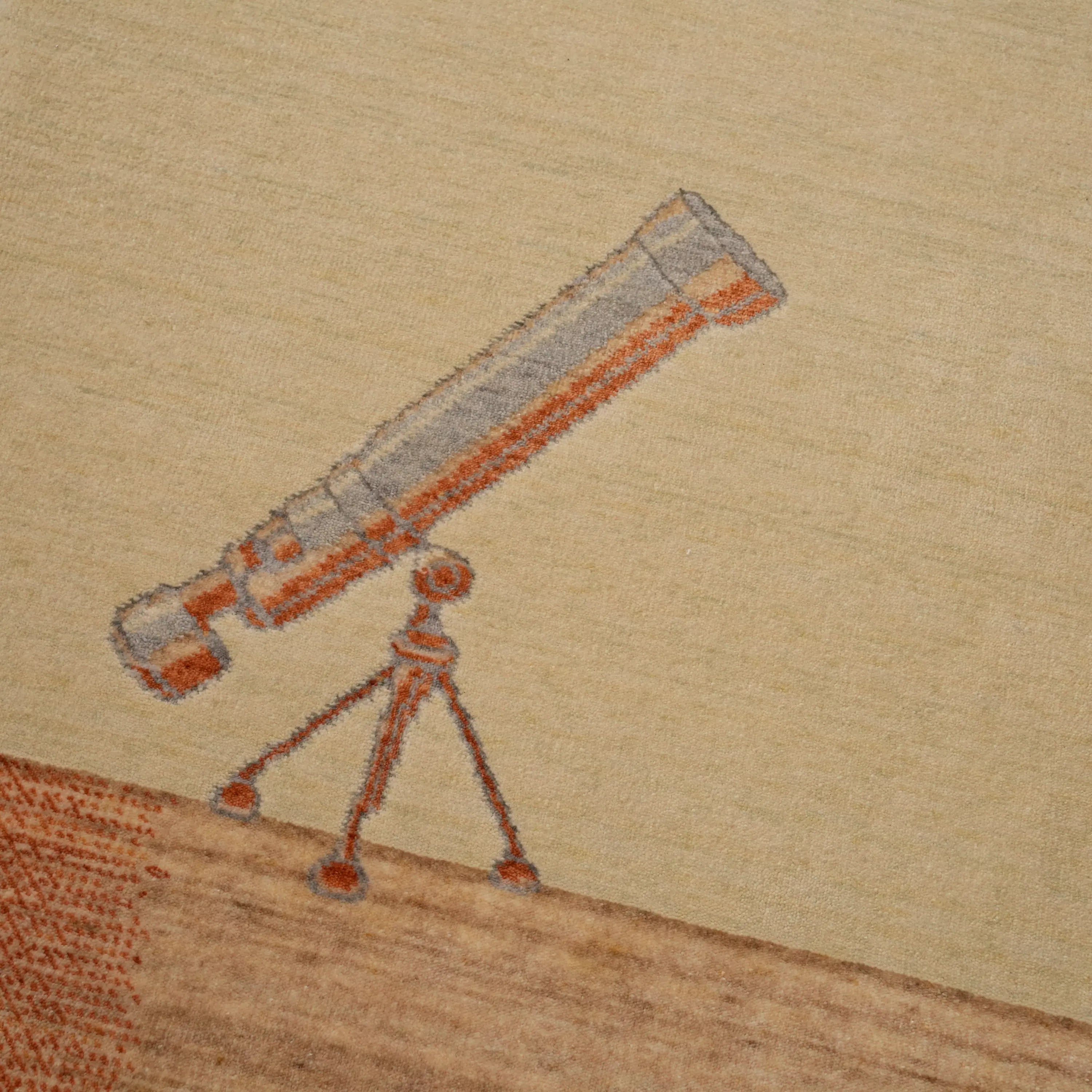 Hatıl Serisi Teleskop Desenli Doğal Yün Tezgah Dokuma Halı