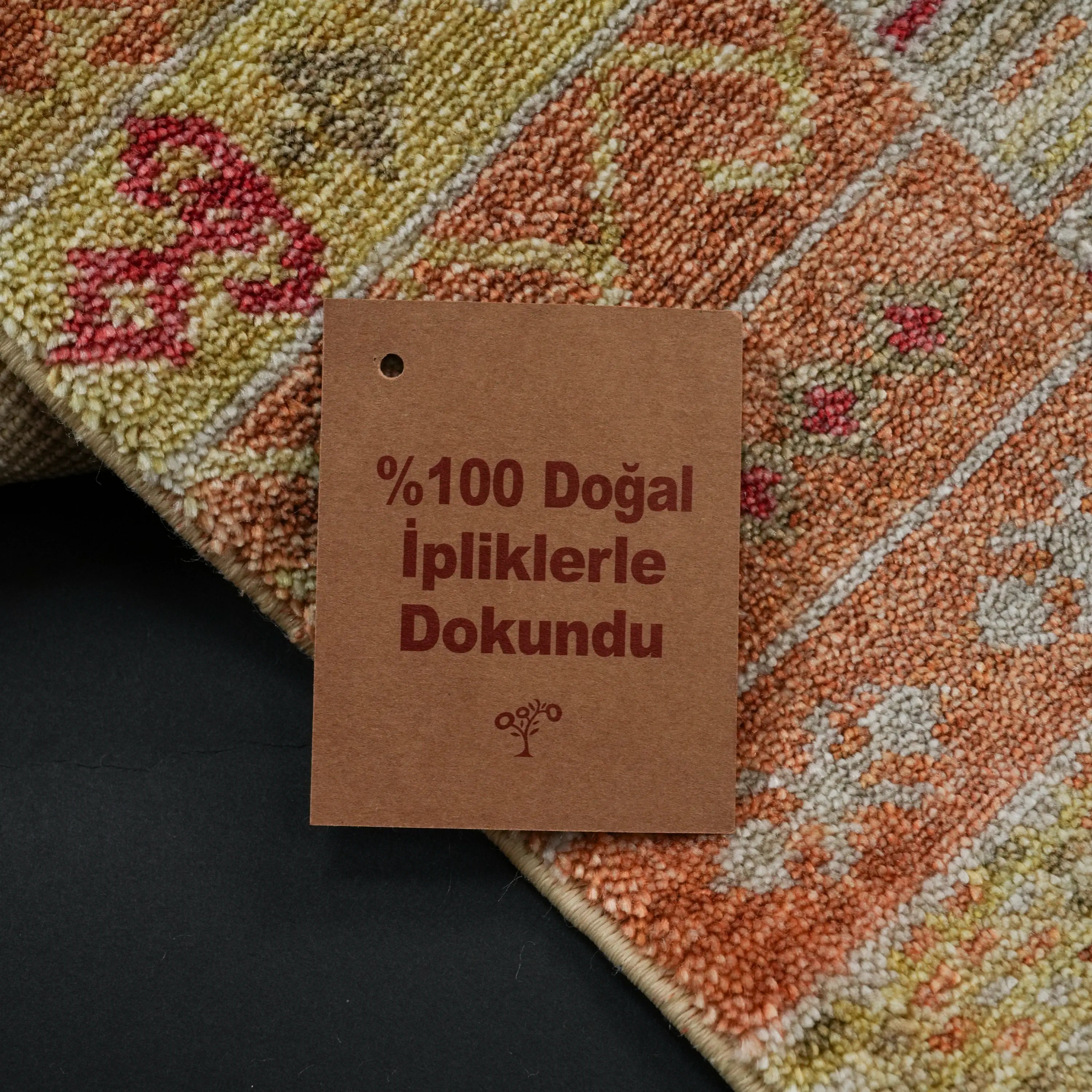 Heritage Serisi Çerçece Desenli Krem Tencel Tezgah Dokuma Halı
