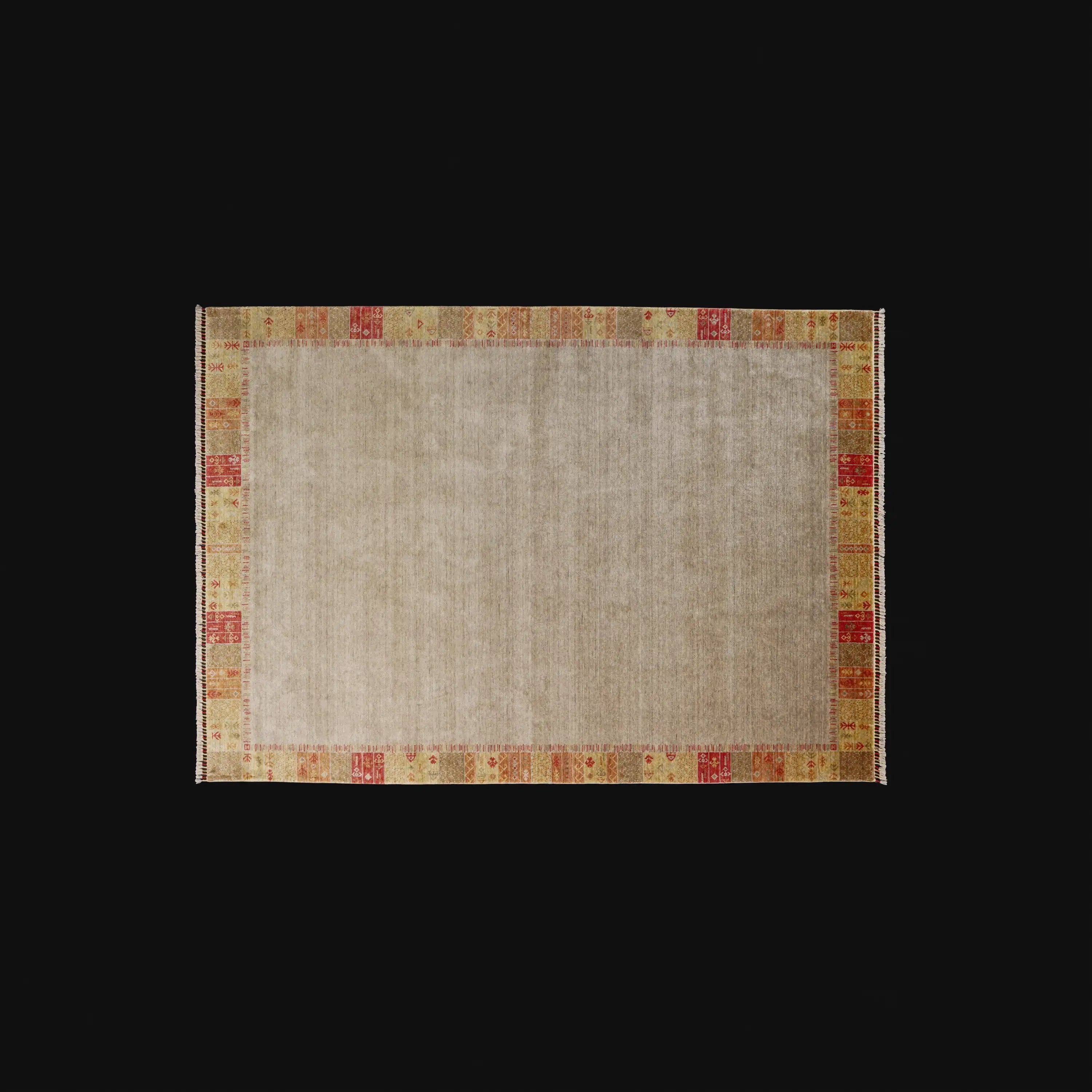 Heritage Serisi Çerçece Desenli Krem Tencel Tezgah Dokuma Halı