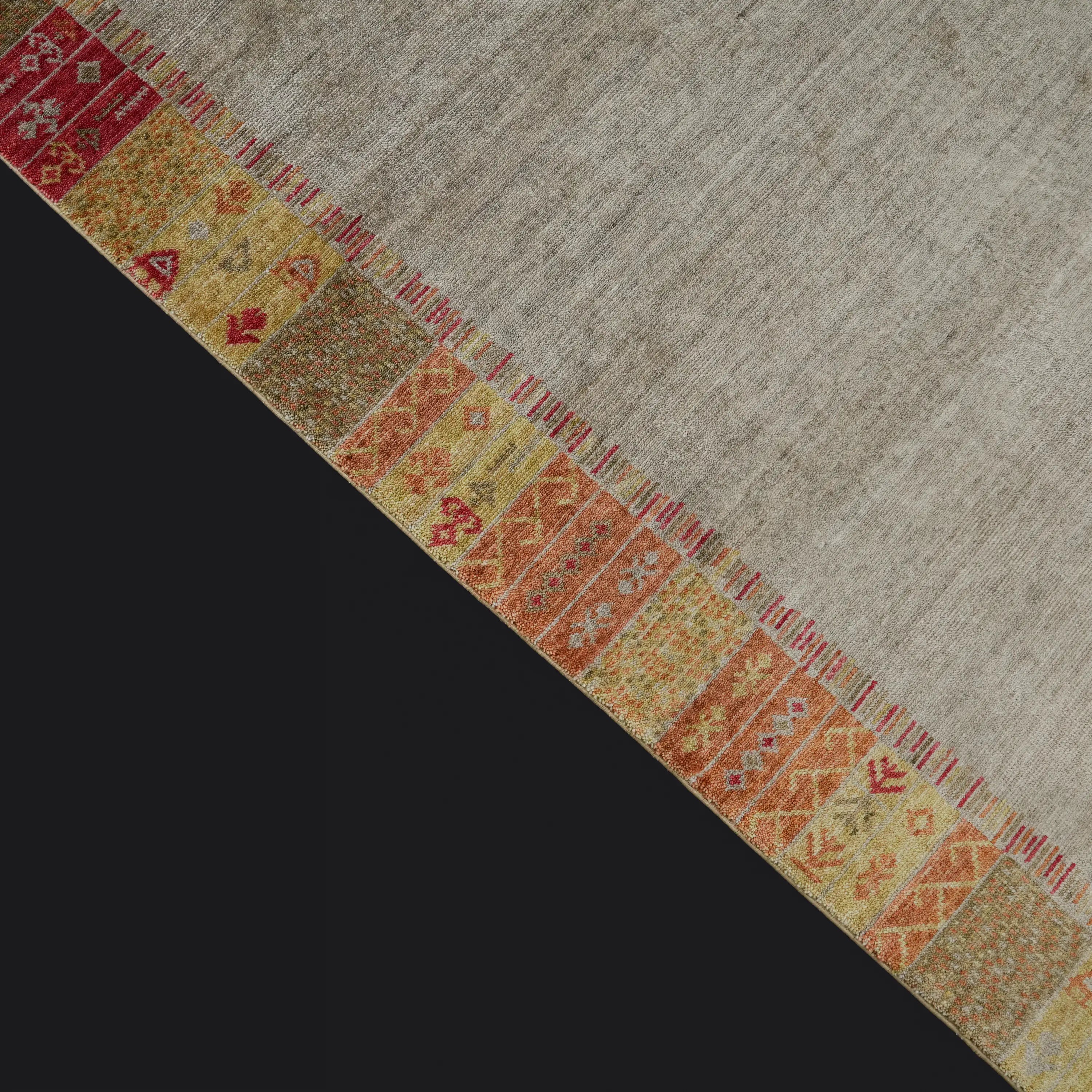 Heritage Serisi Çerçece Desenli Krem Tencel Tezgah Dokuma Halı