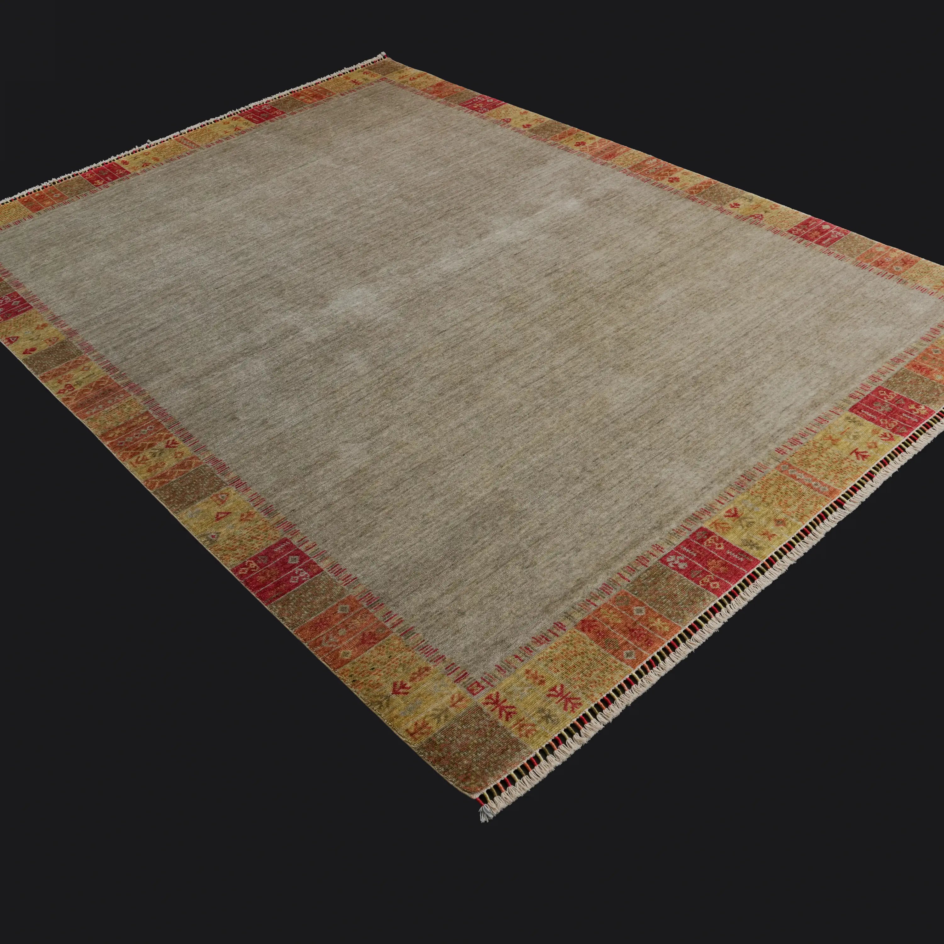 Heritage Serisi Çerçece Desenli Krem Tencel Tezgah Dokuma Halı