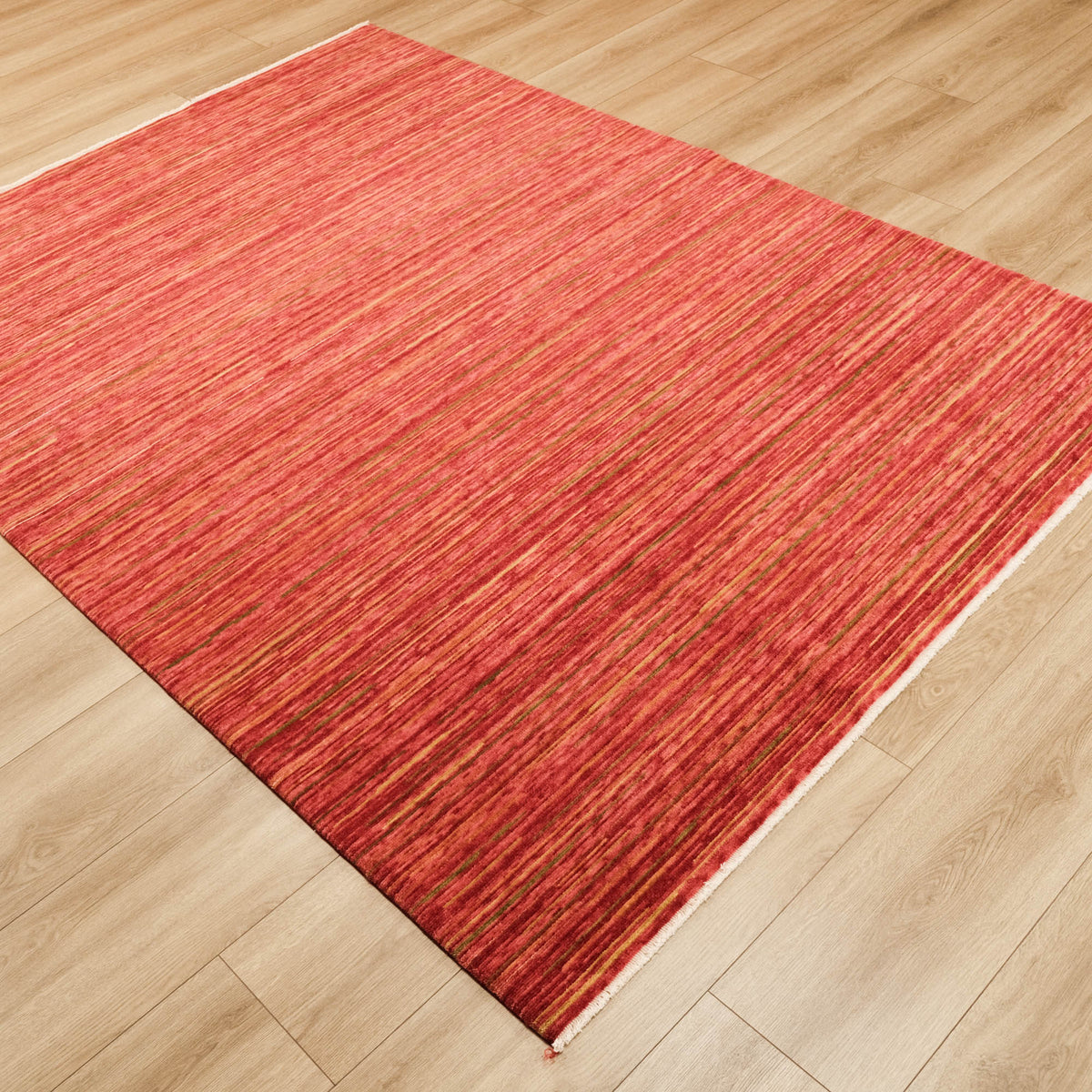 Heritage Serisi Çizgi Desenli Terra Tezgah Dokuma Halı, kırmızı, 170x240 cm — Halıcızade