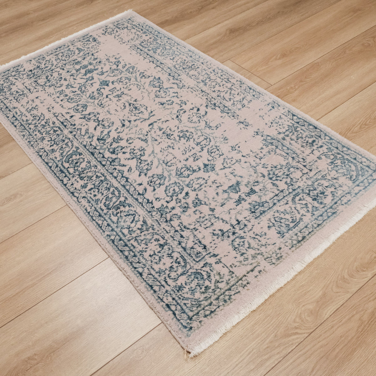 Heritage Serisi Tezgah Dokuma Vintage Mavi Halı — klasik desen