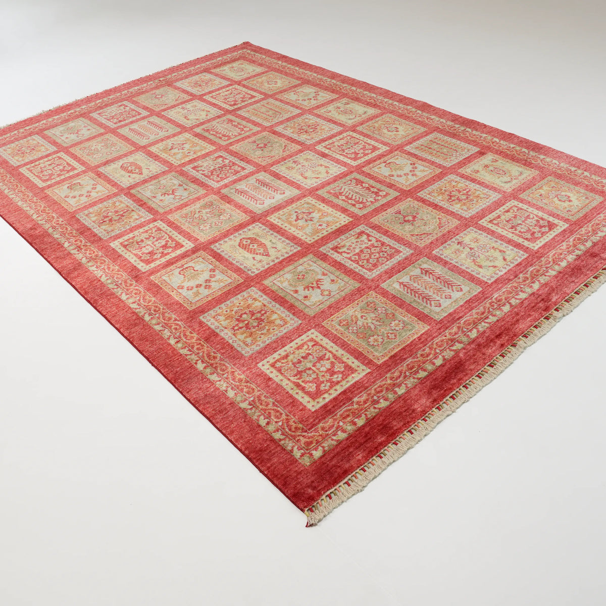 Heritage Serisi Otantik Desenli Kırmızı Tencel Tezgah Dokuma Halı, 170x240 – 200x290 cm — Halıcızade