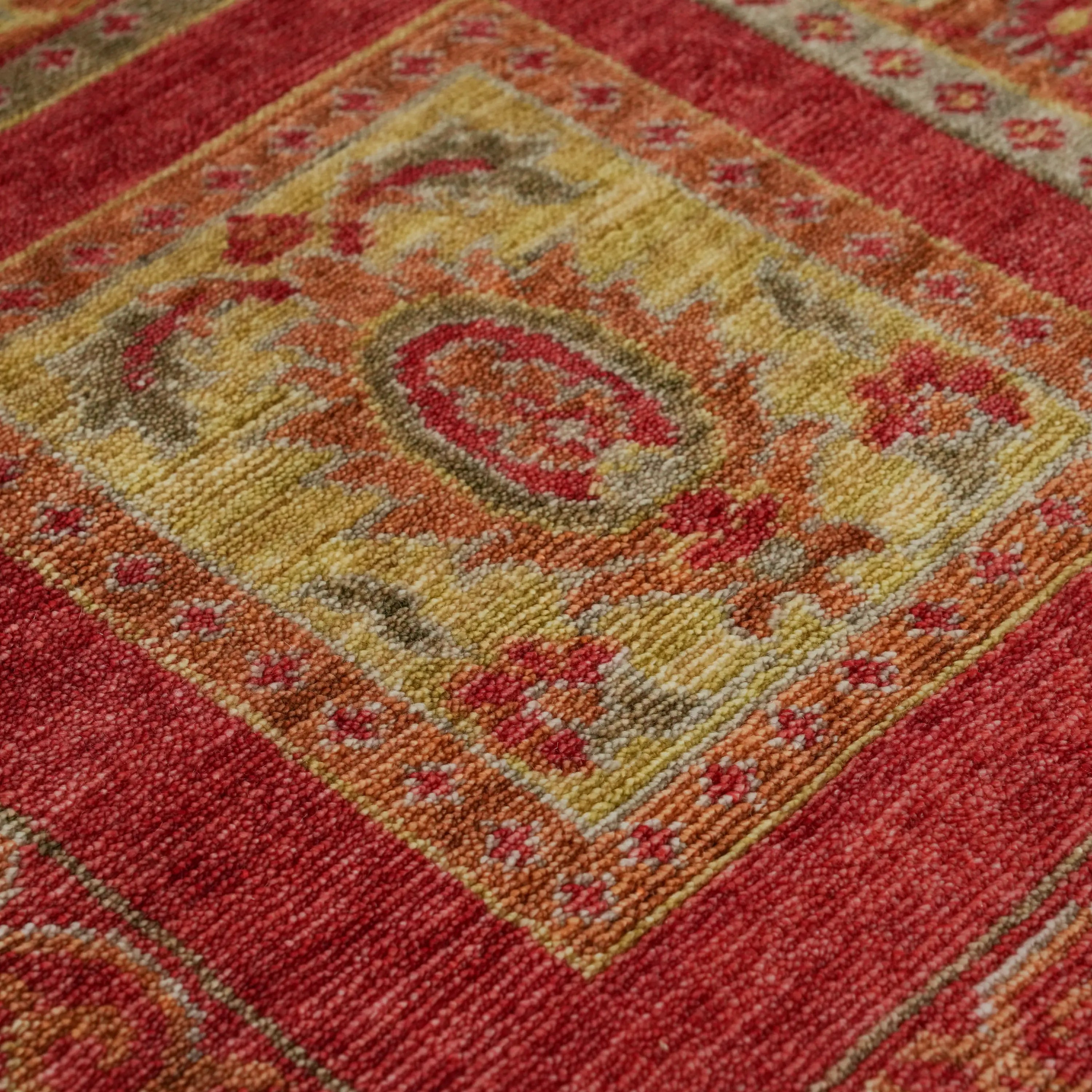 Heritage Series Authentic Patterned Red Tencel Loom Woven Rug