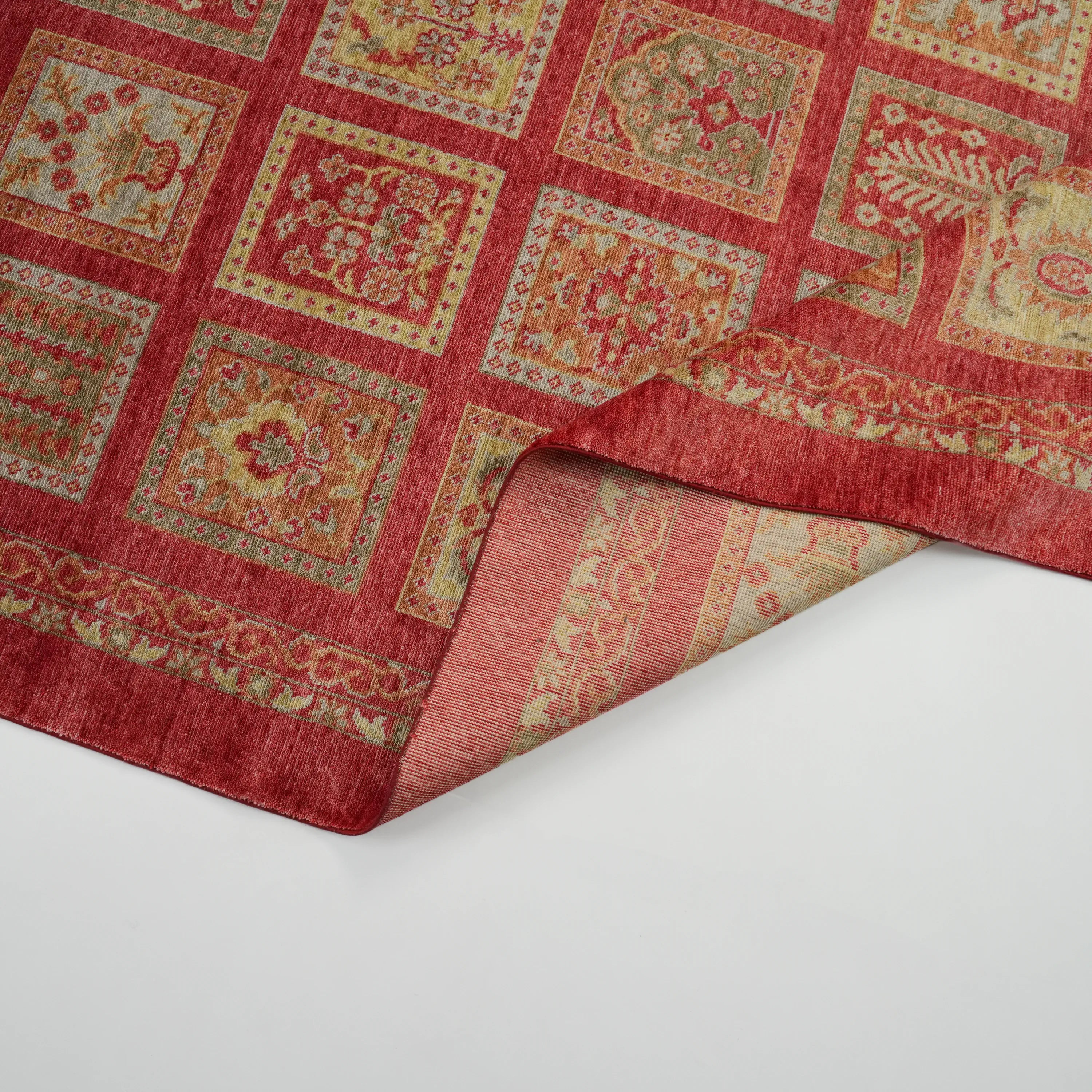 Heritage Series Authentic Patterned Red Tencel Loom Woven Rug