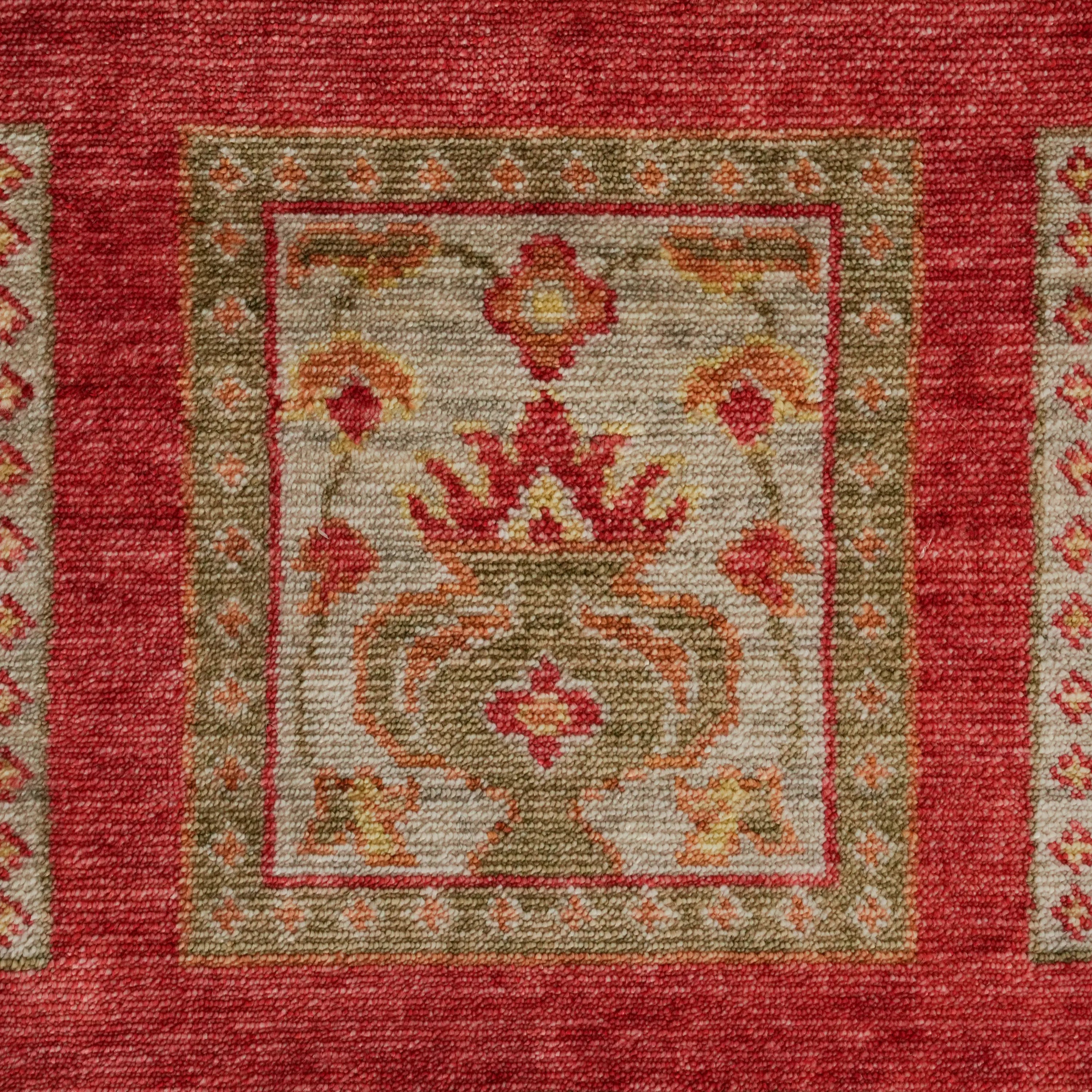 Heritage Series Authentic Patterned Red Tencel Loom Woven Rug