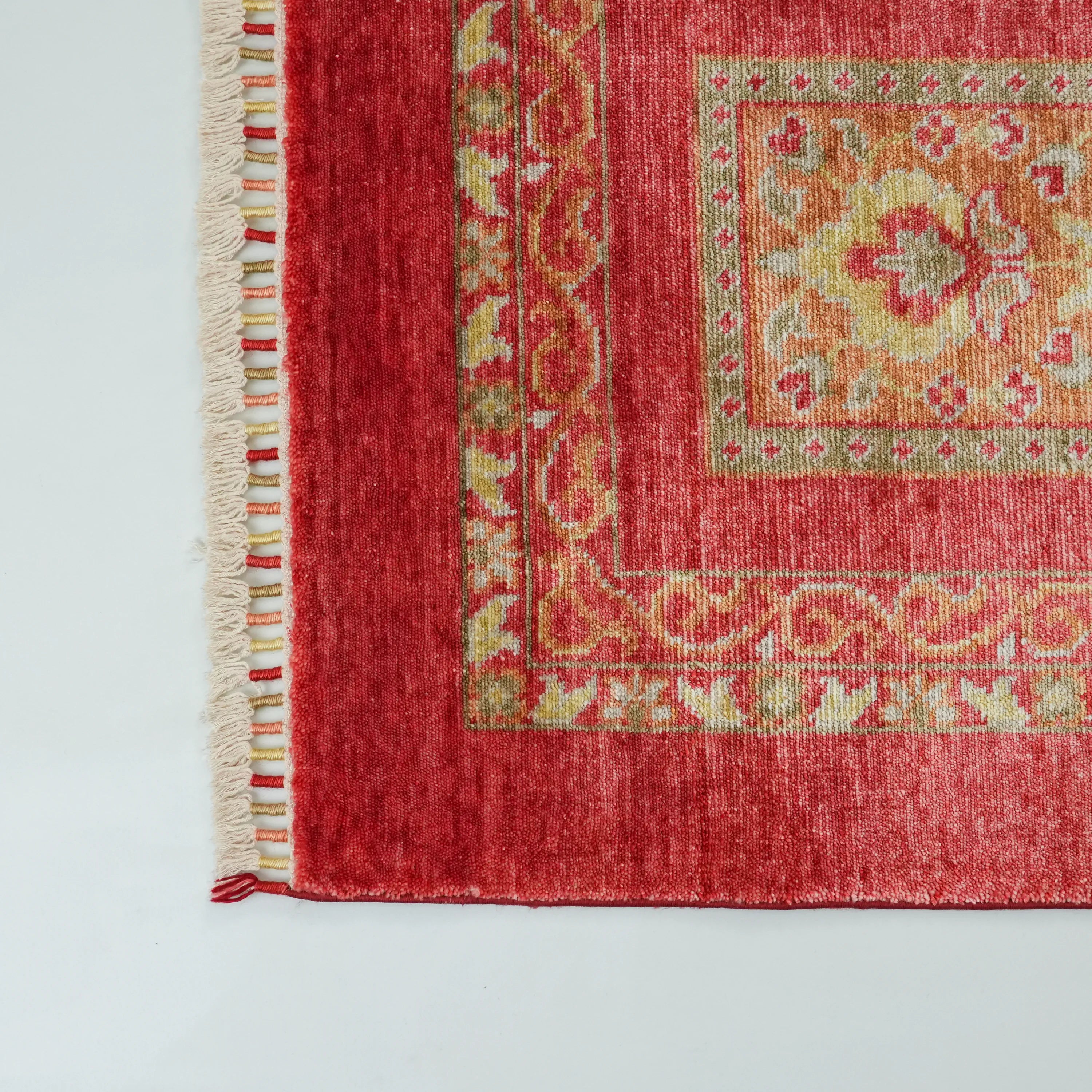 Heritage Series Authentic Patterned Red Tencel Loom Woven Rug