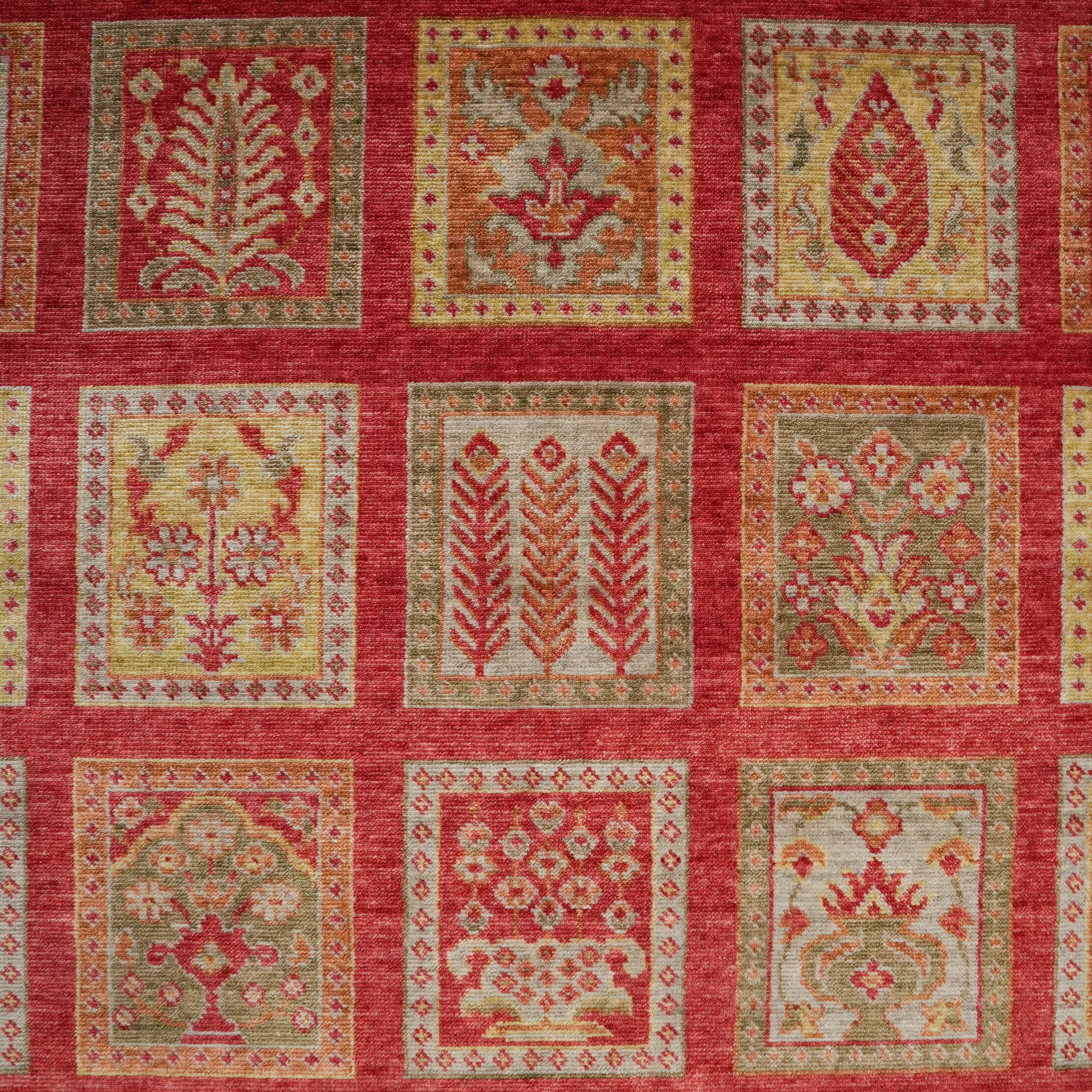 Heritage Series Authentic Patterned Red Tencel Loom Woven Rug
