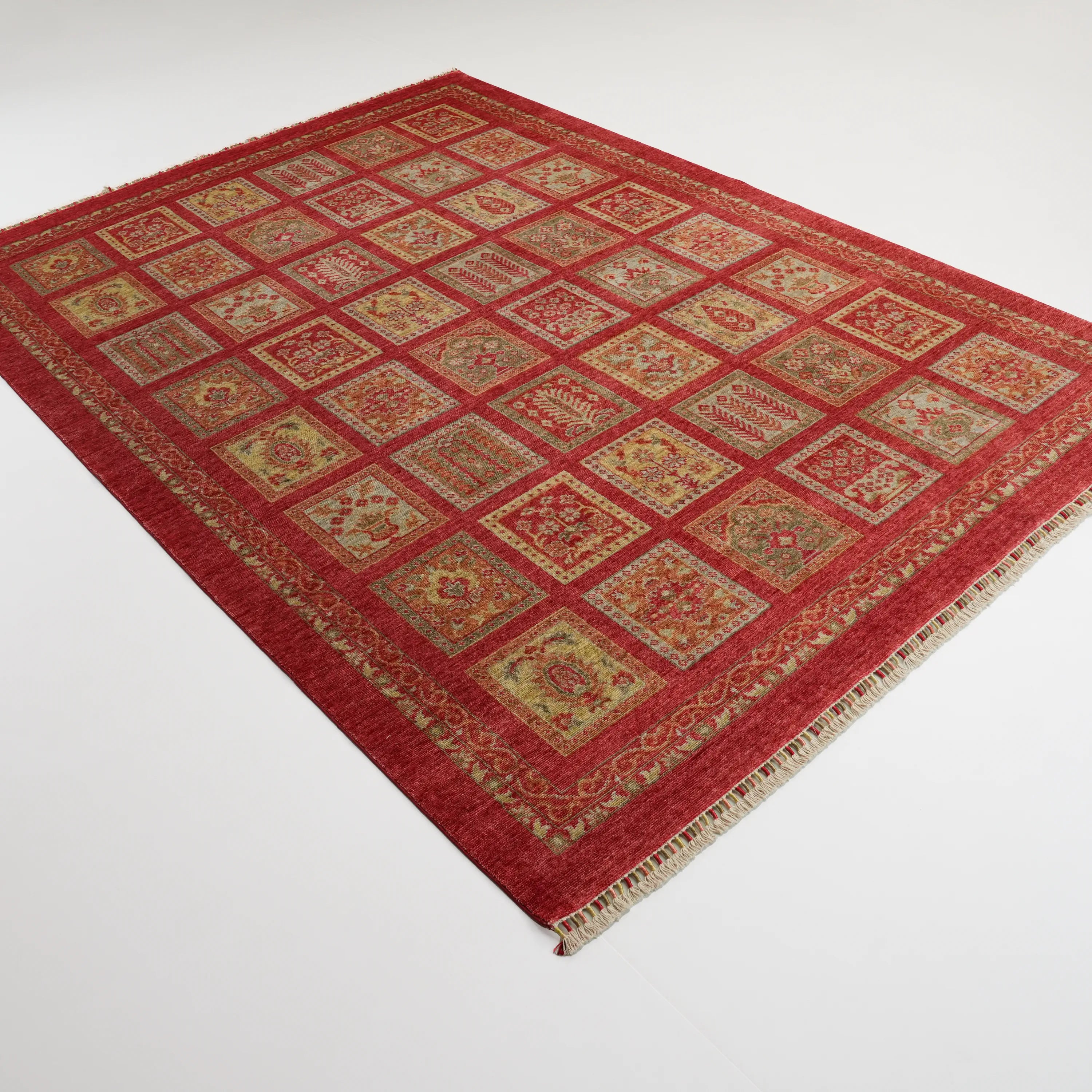 Heritage Series Authentic Patterned Red Tencel Loom Woven Rug