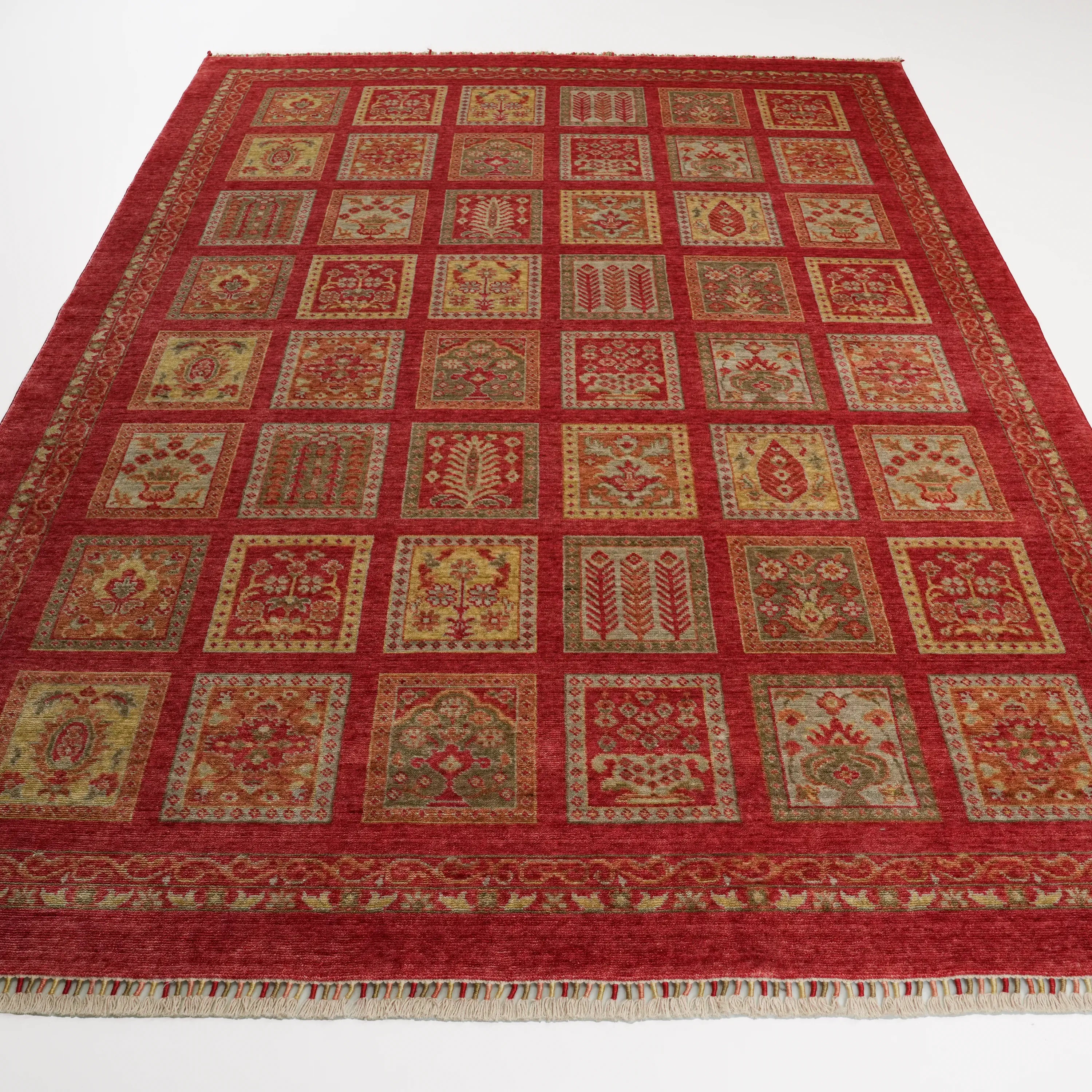 Heritage Series Authentic Patterned Red Tencel Loom Woven Rug