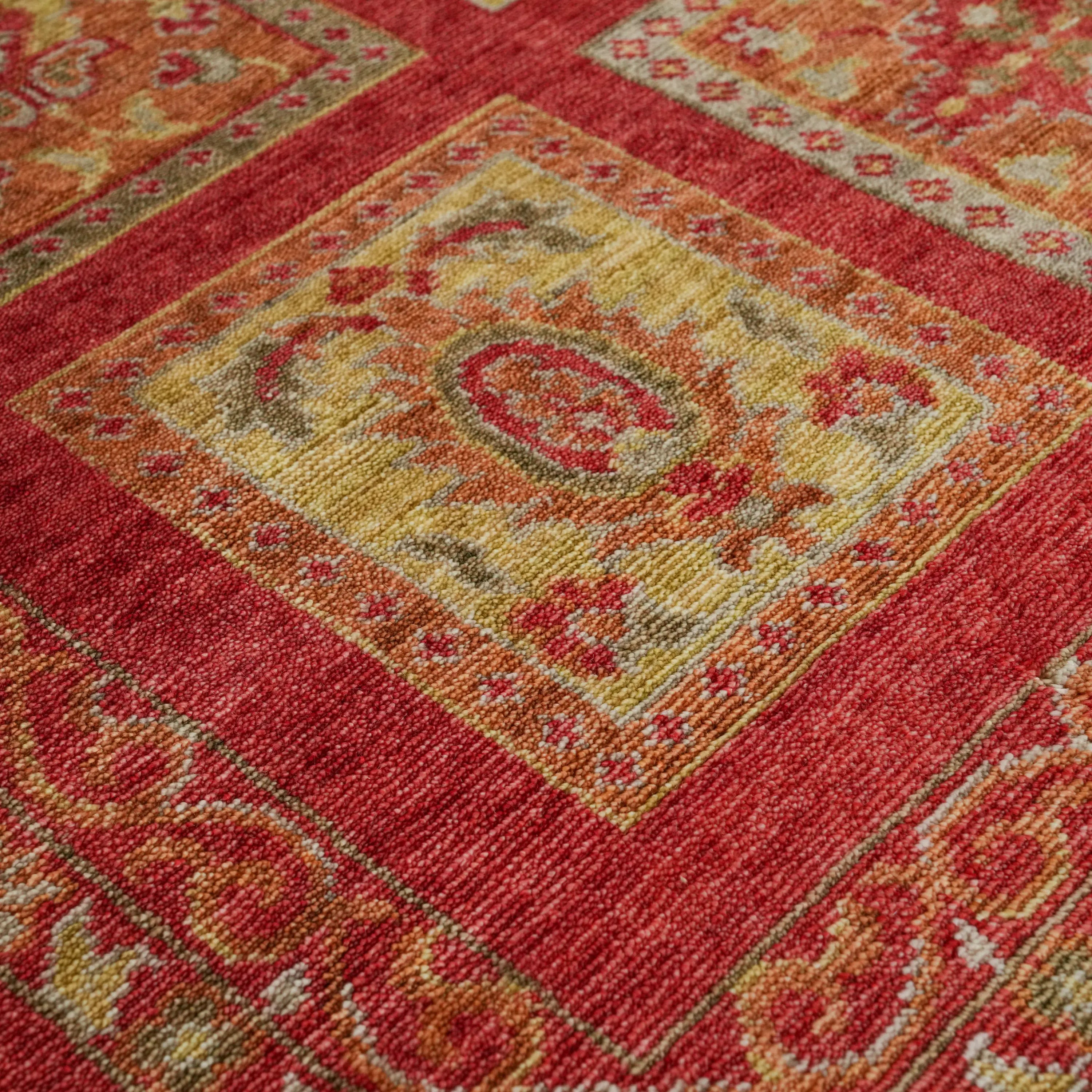Heritage Series Authentic Patterned Red Tencel Loom Woven Rug