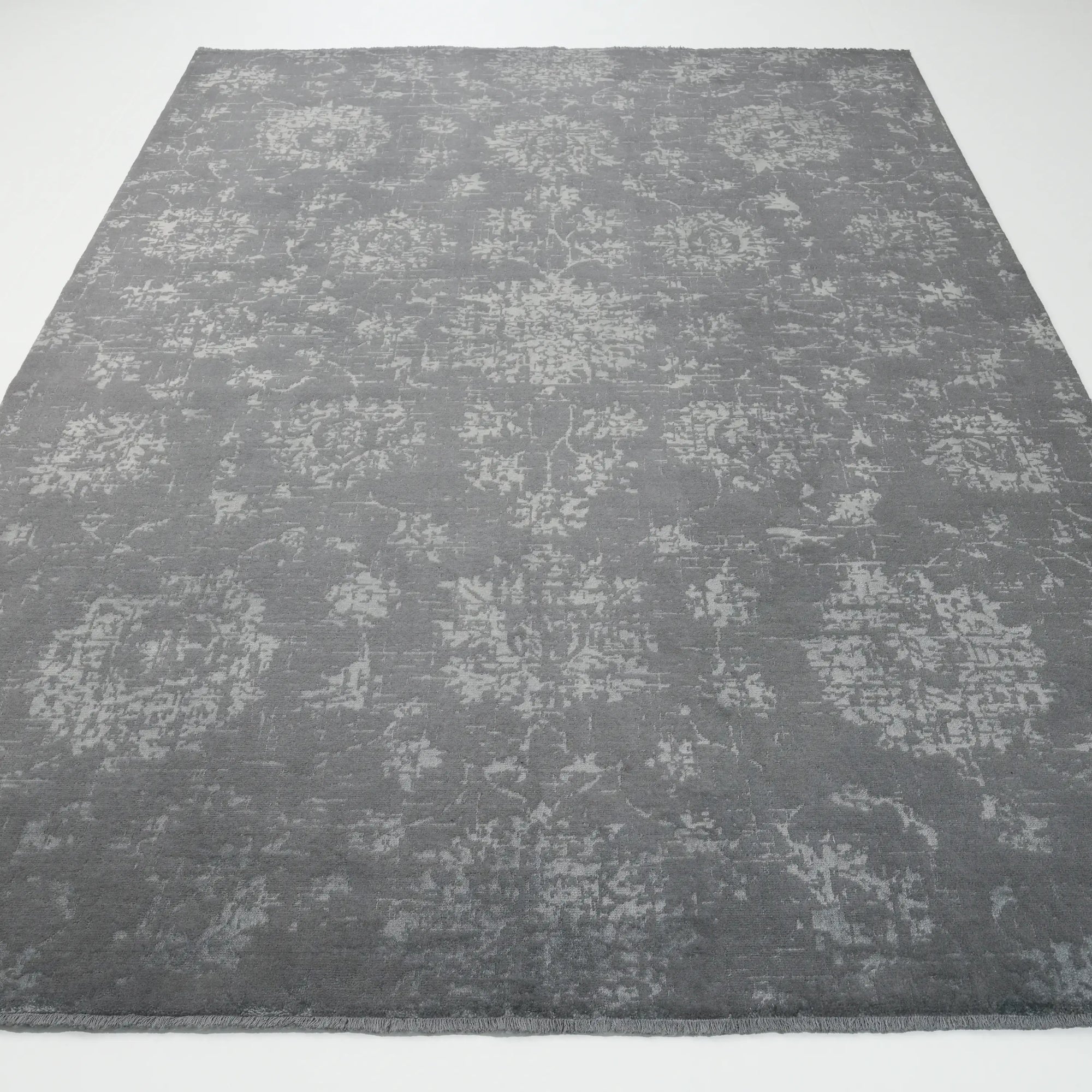 Heritage Serisi Vintage Desenli Gri Yün Tezgah Dokuma Halı — 200x300 cm