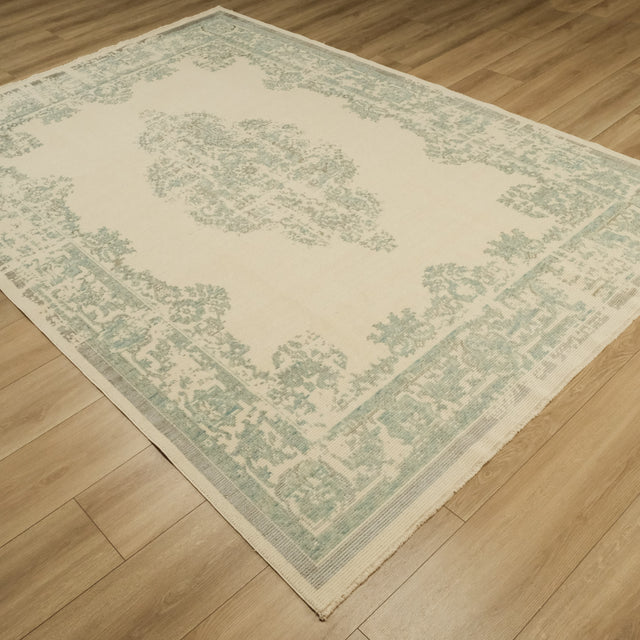 Heritage Serisi Vintage Desenli Tezgah Dokuma Yün Halı, yeşil, 200x300 cm — Halıcızade