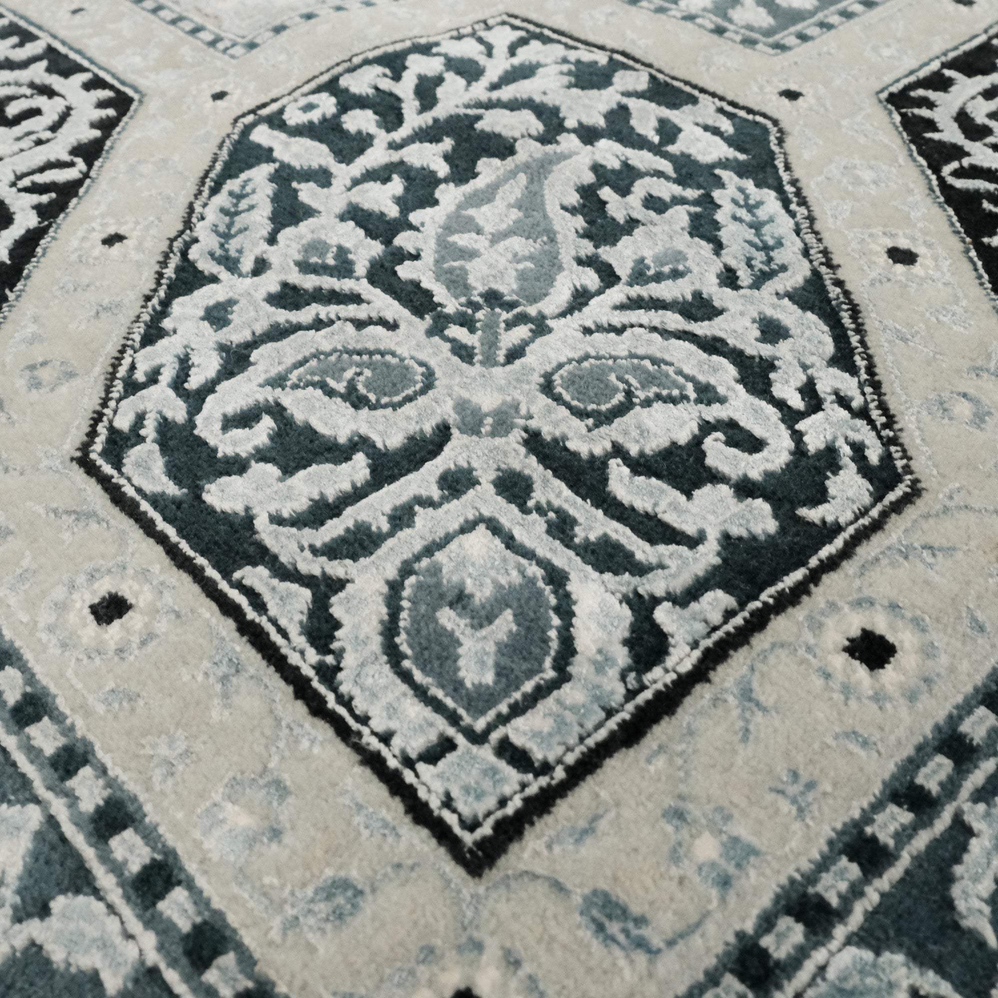 Hümayun Series Anatolian Patterned Blue Hand-Woven Carpet