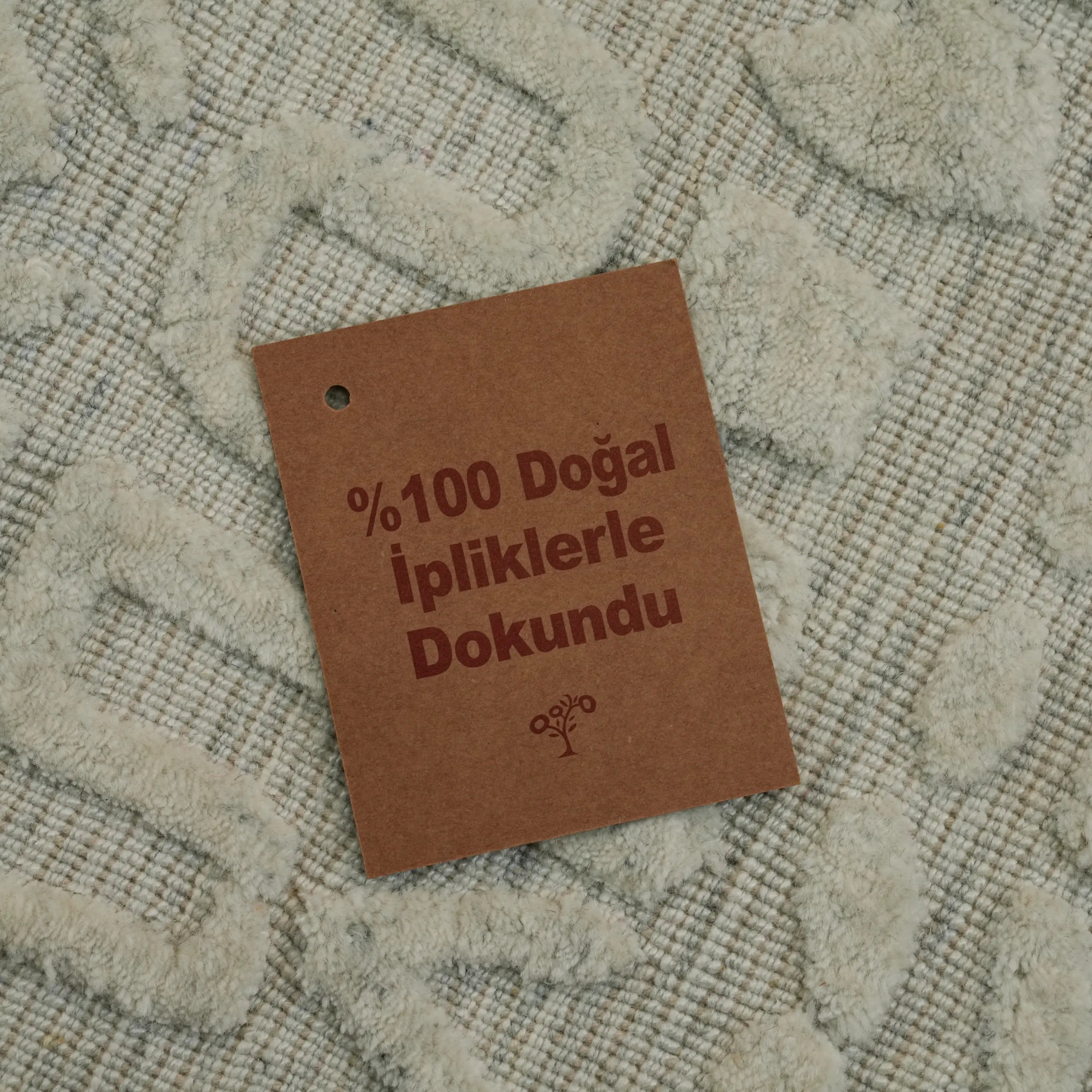 Ihlara Series Handwoven Geometric Patterned Wool Cream Rug