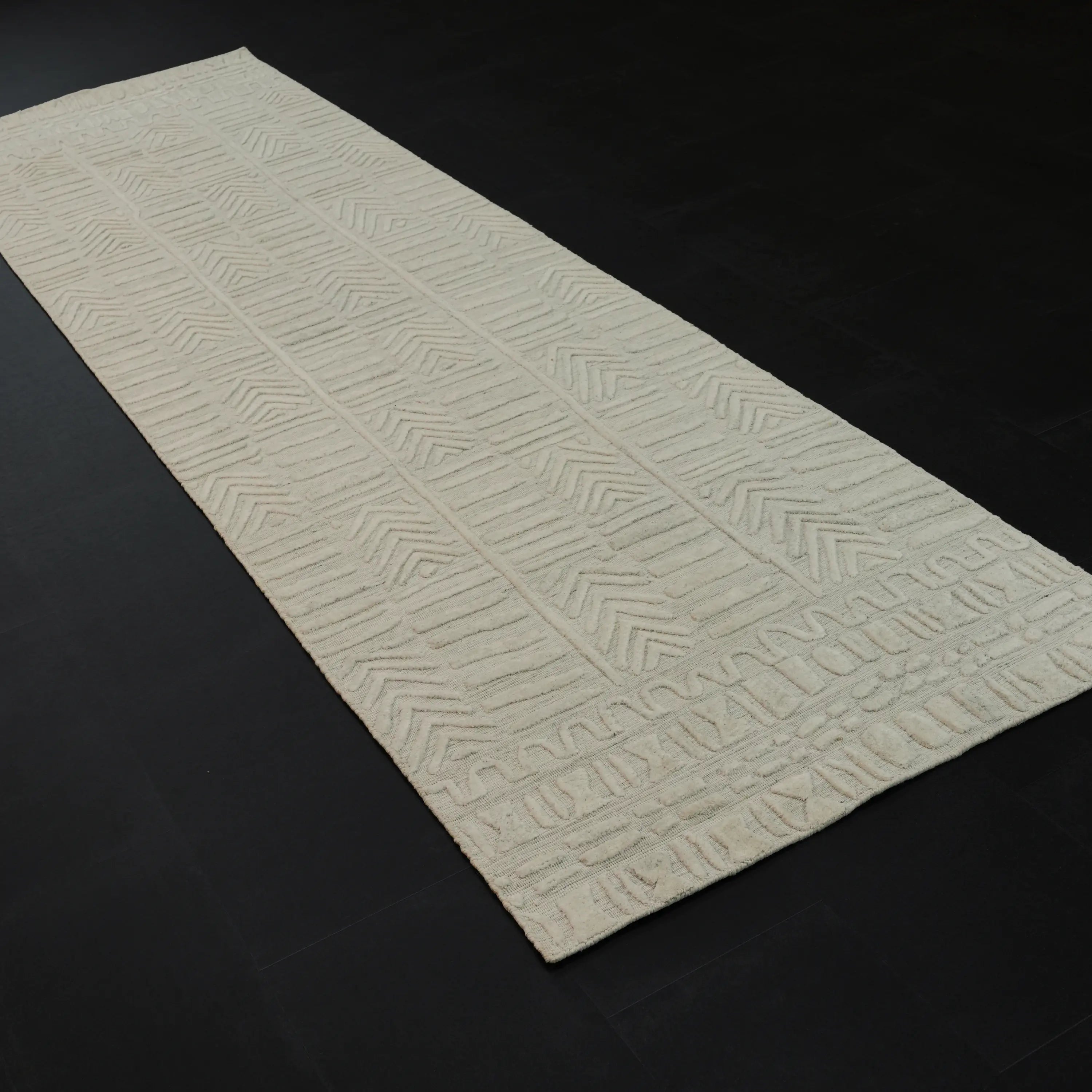 Ihlara Series Handwoven Geometric Patterned Wool Cream Rug