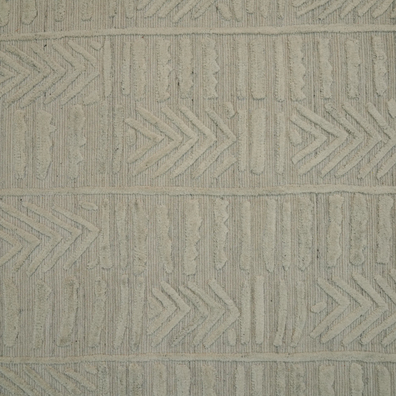 Ihlara Serisi Tezgah Dokuma Geometrik Desenli Yün Bambu Krem Halı — modern tasarım