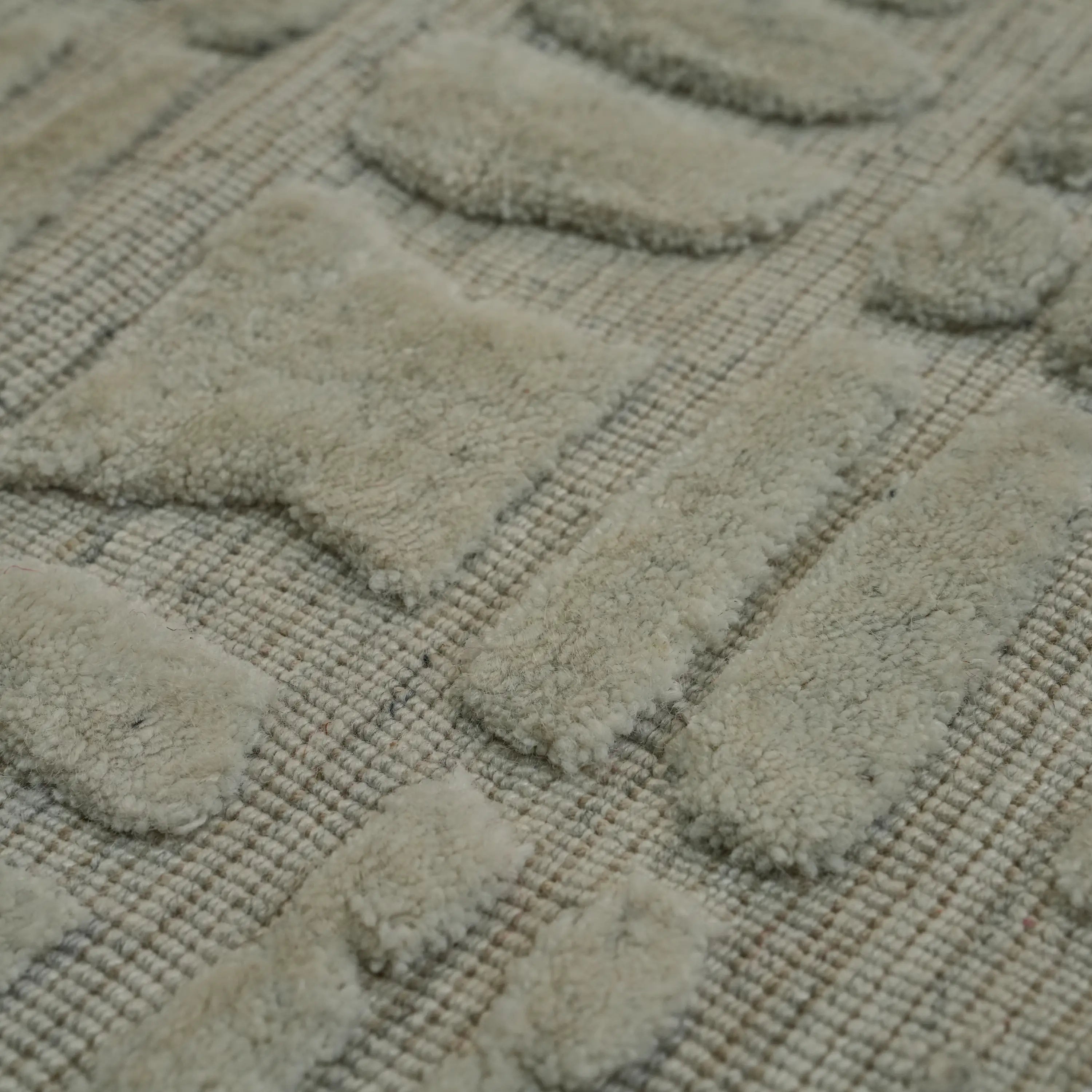 Ihlara Series Handwoven Geometric Patterned Wool Cream Rug