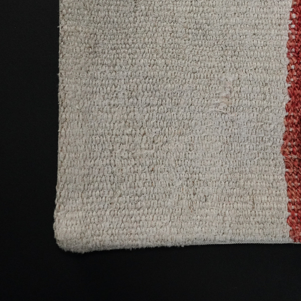 Cream Striped Handwoven Wool Cushion Covers, Set of Two